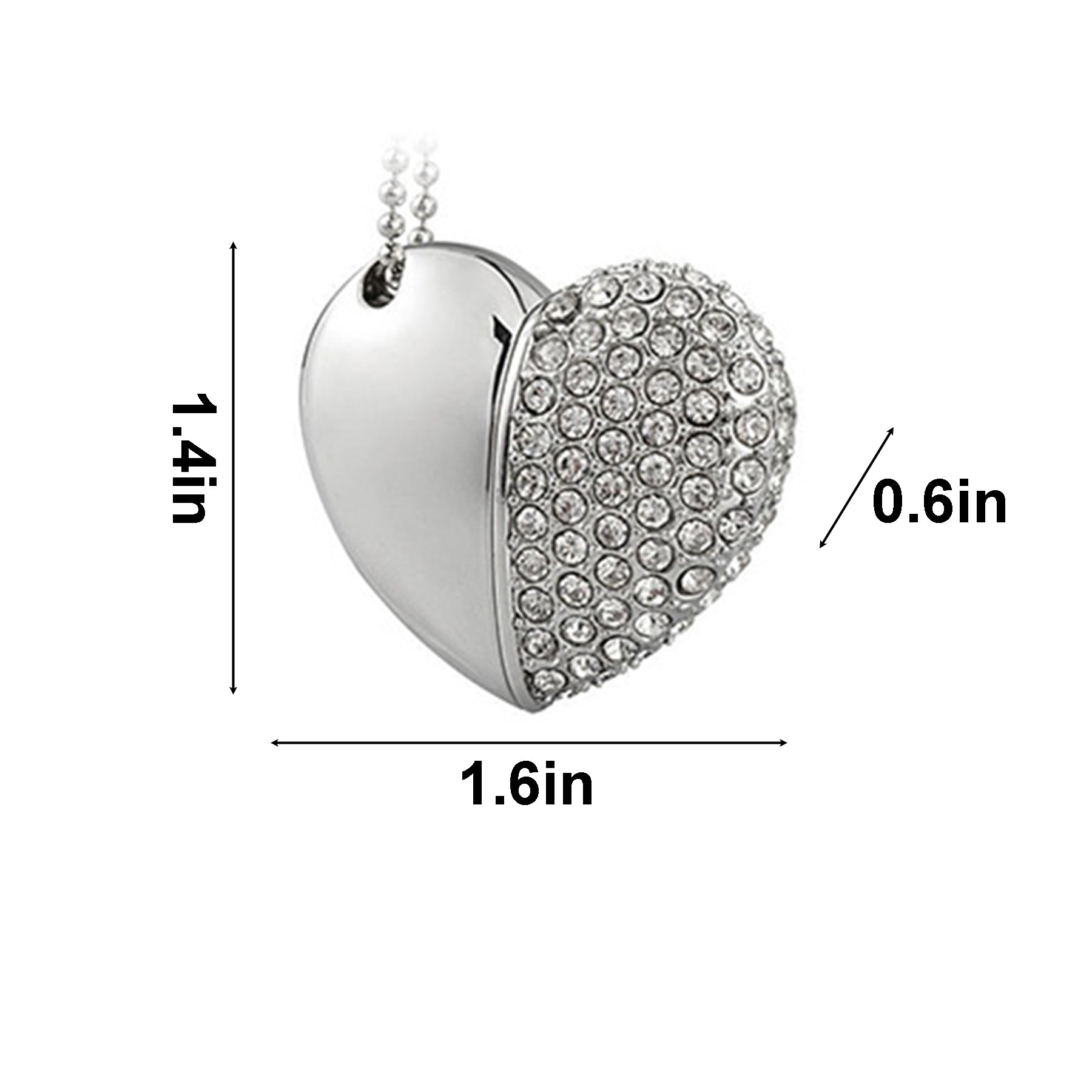 4 GB Heart Shape Crystal USB Flash Drive Necklace