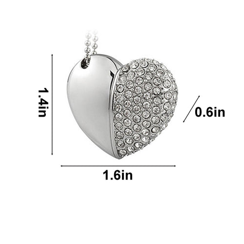 4 GB Heart Shape Crystal USB Flash Drive Necklace