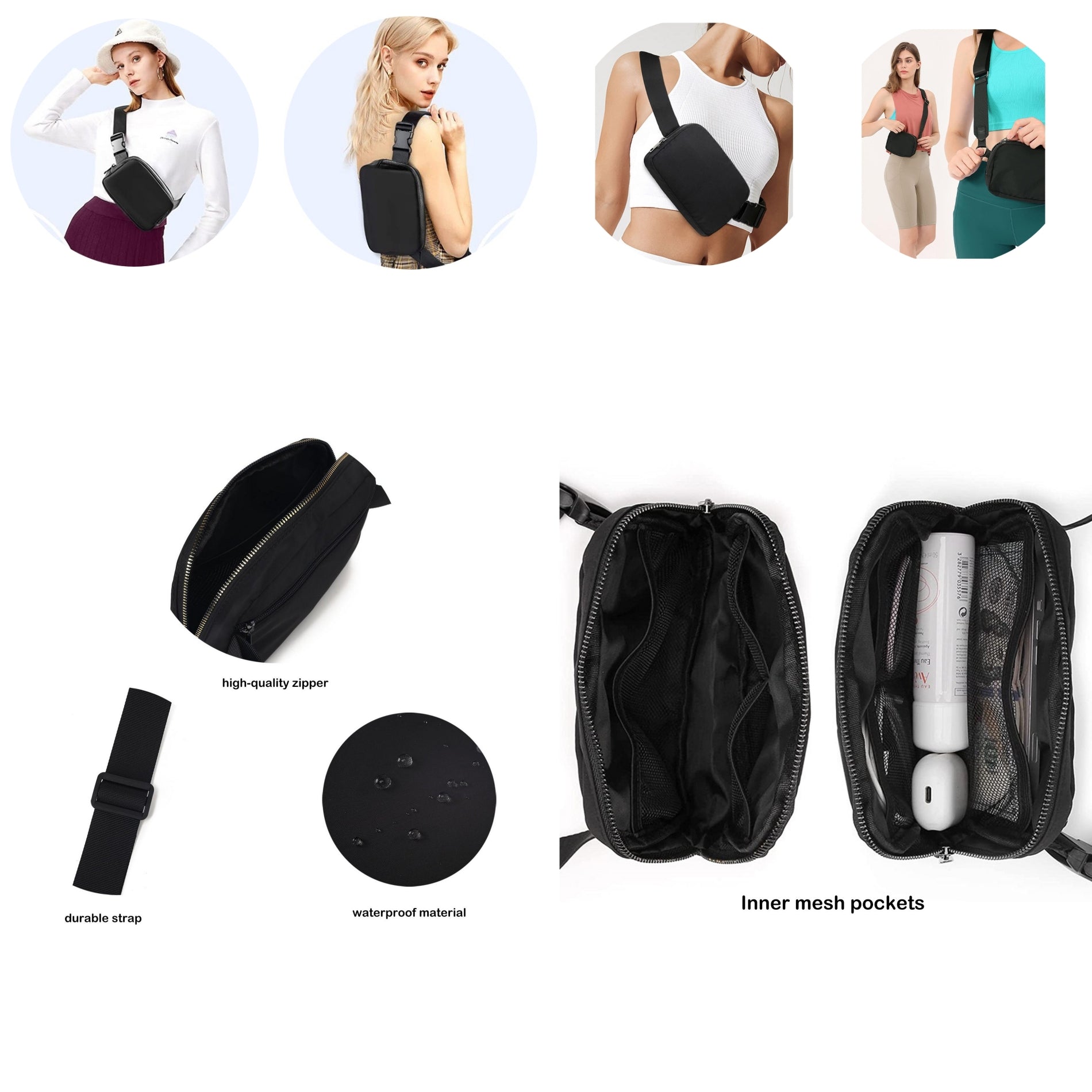 Stylish Waterproof Waist Bag Crossbody Bag
