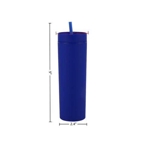 16Oz Double Wall Skinny Tumbler With Straw