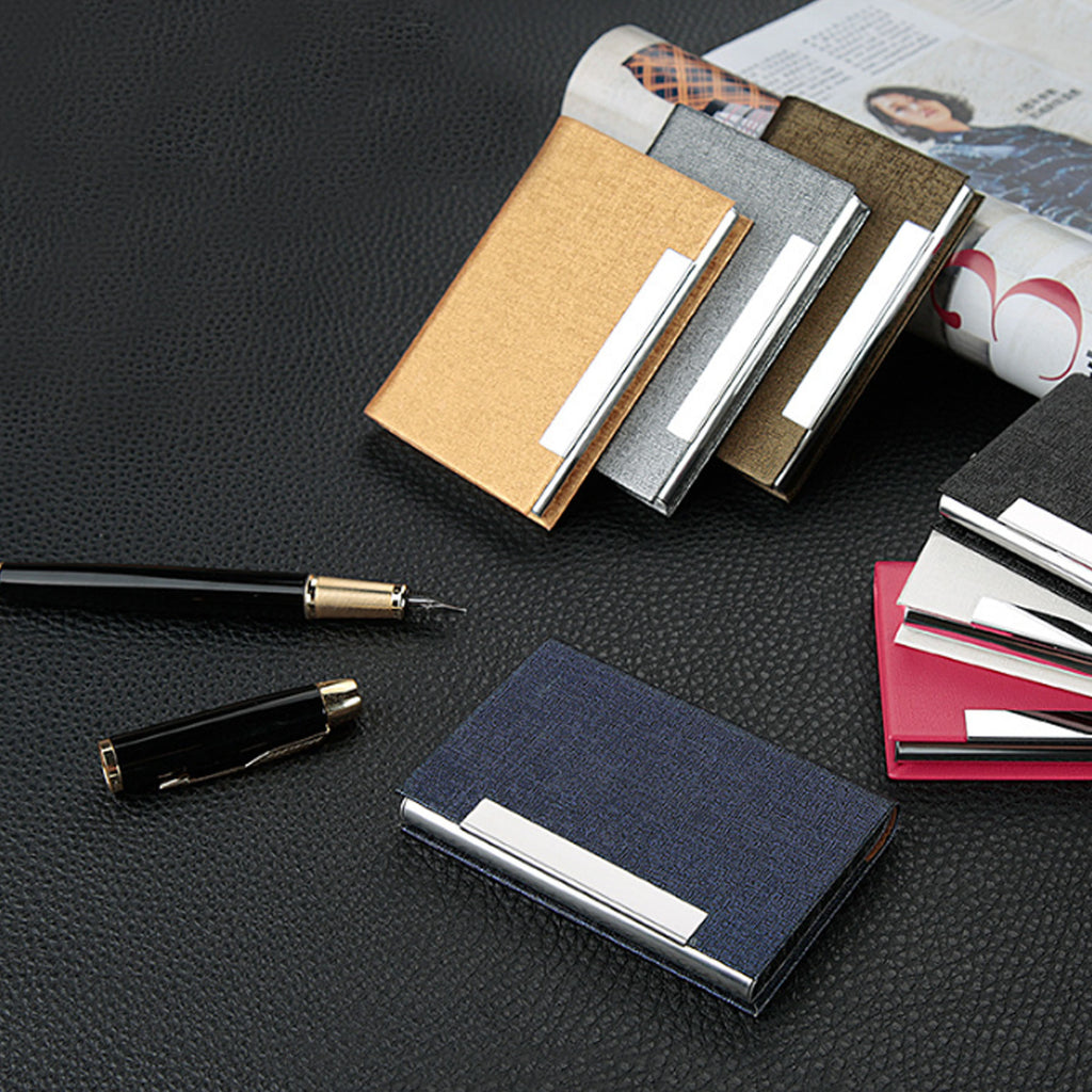 Stainless Steel And Leather Business Card Holder Case
