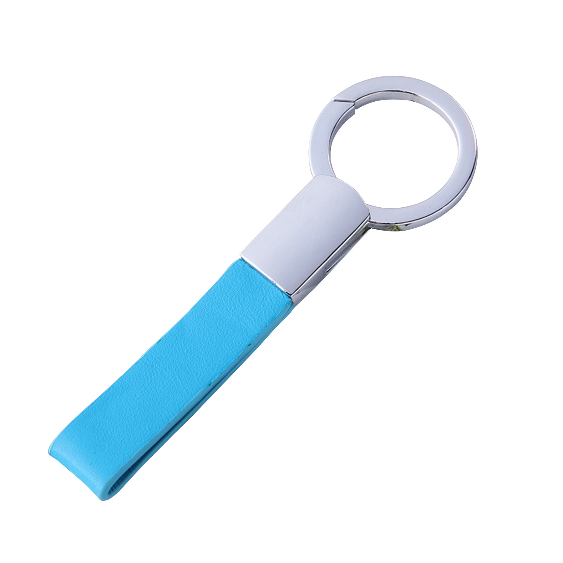 Leather Strap Keychain With Metal Plate
