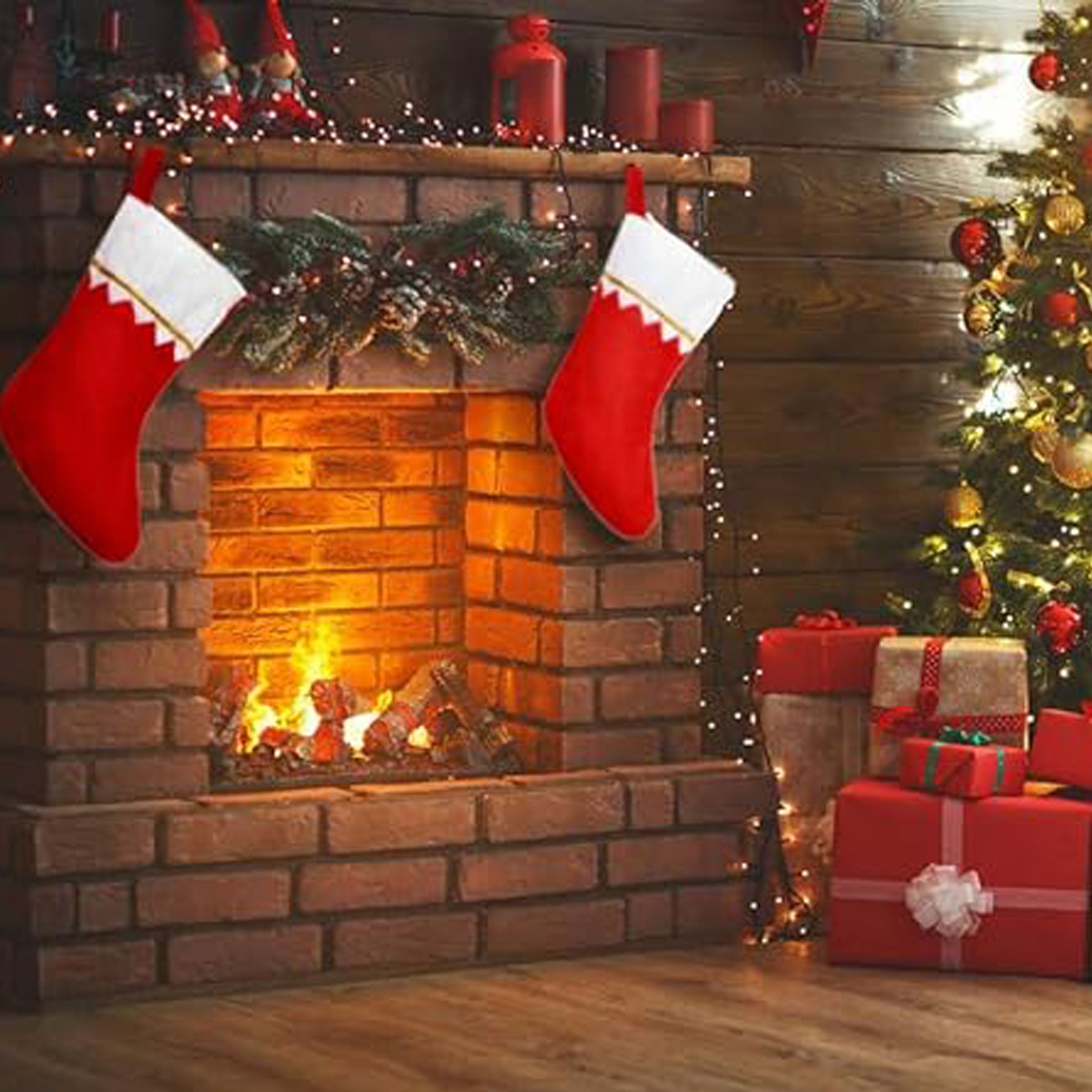 Felt Christmas Stockings With Golden Trim