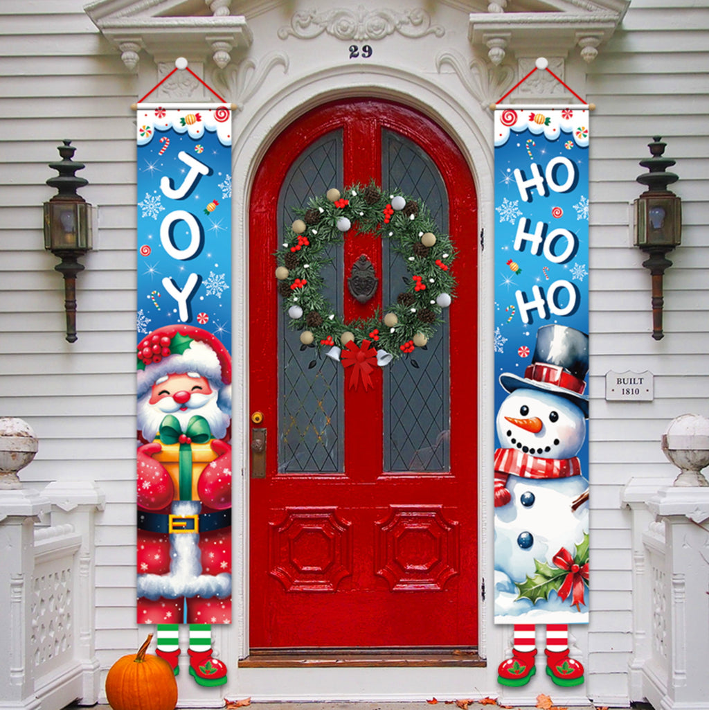 Christmas Door Decorations Xmas Porch Banner Hanging Banners Couplet