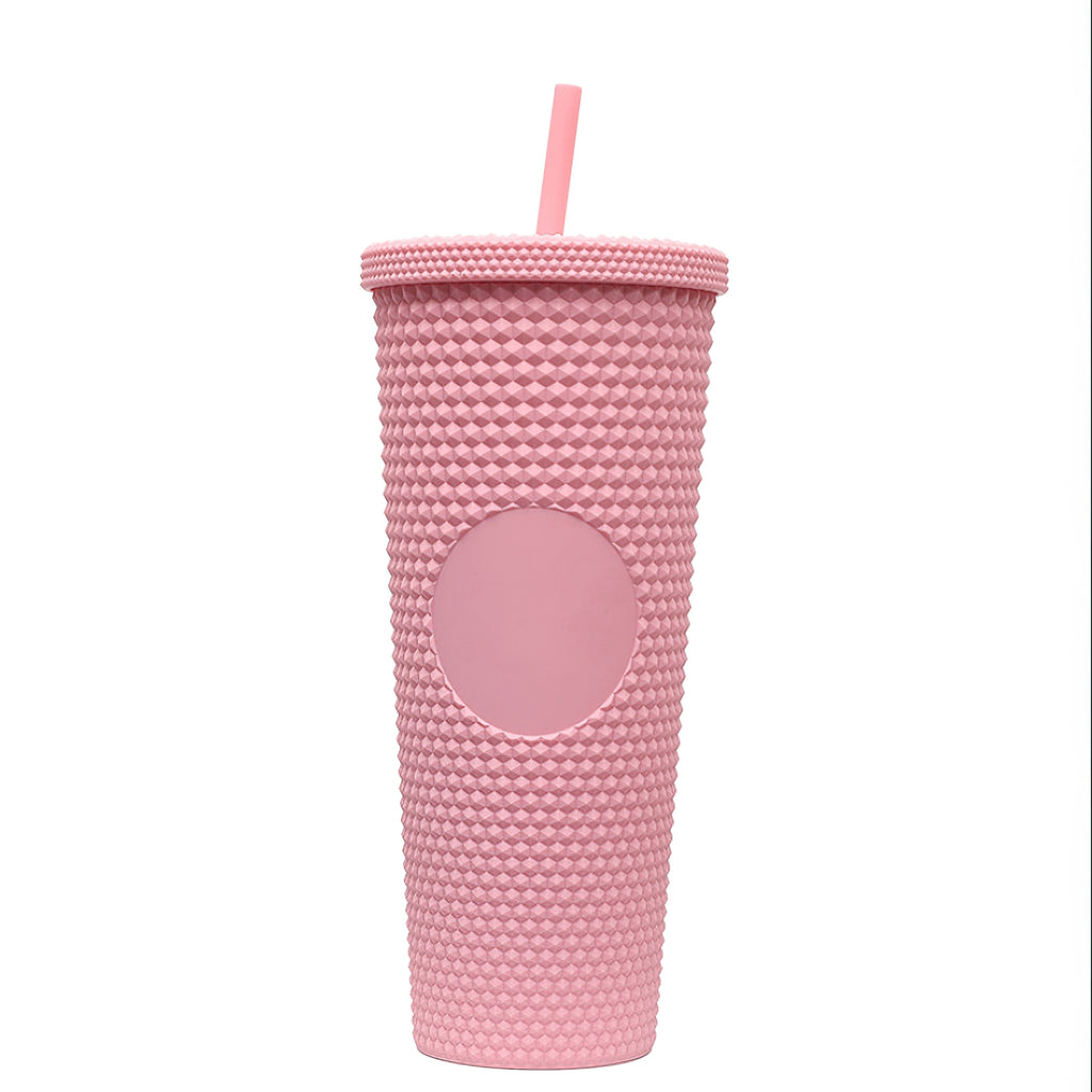 24 oz Studded Tumbler With Straw And Lid Double Walled Mug