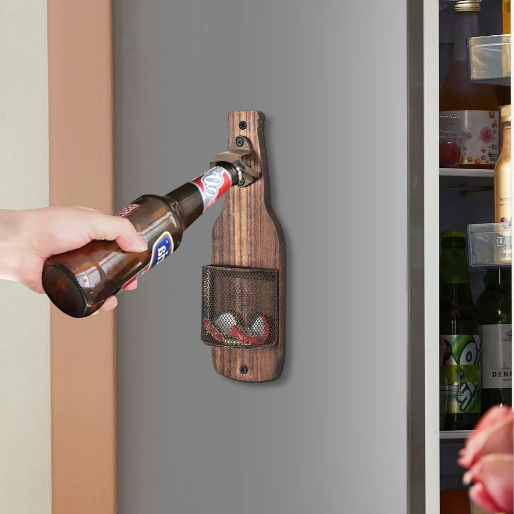 Wall-Mounted Bottle Cap Storage Basket