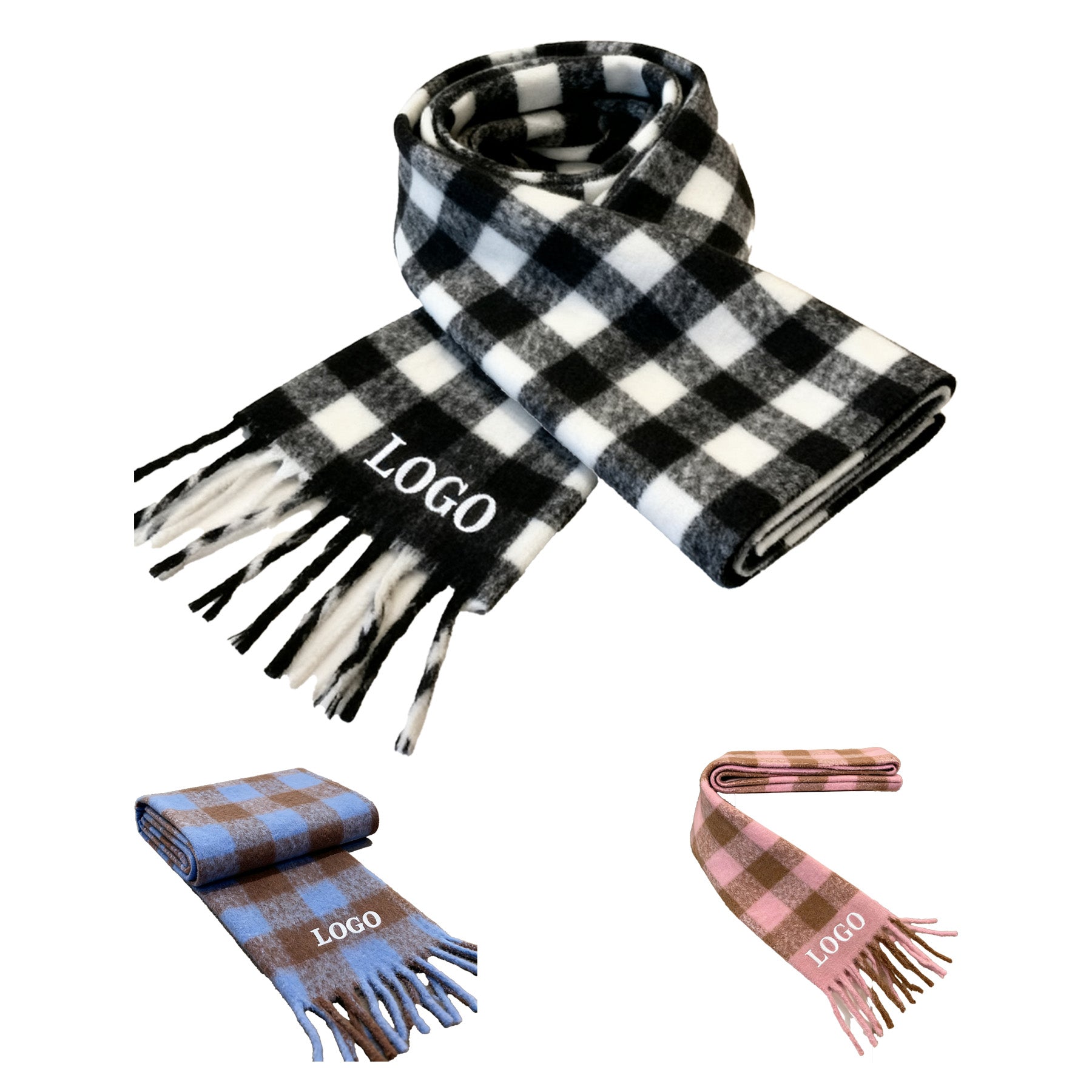 Warm Knitted Woven Scarf W/ Tassel