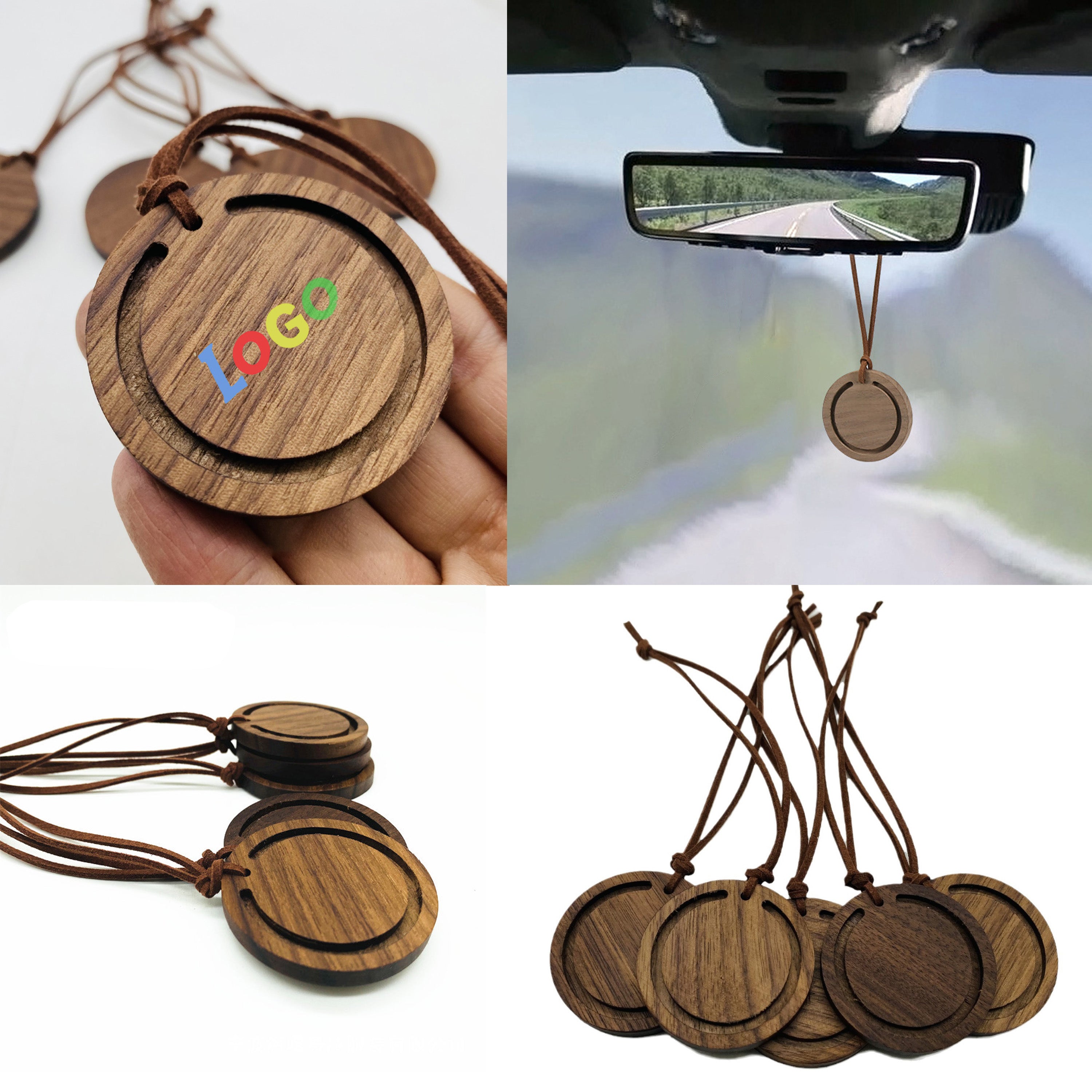 Natural Walnut Wood Car Air Freshener Scent Diffuser