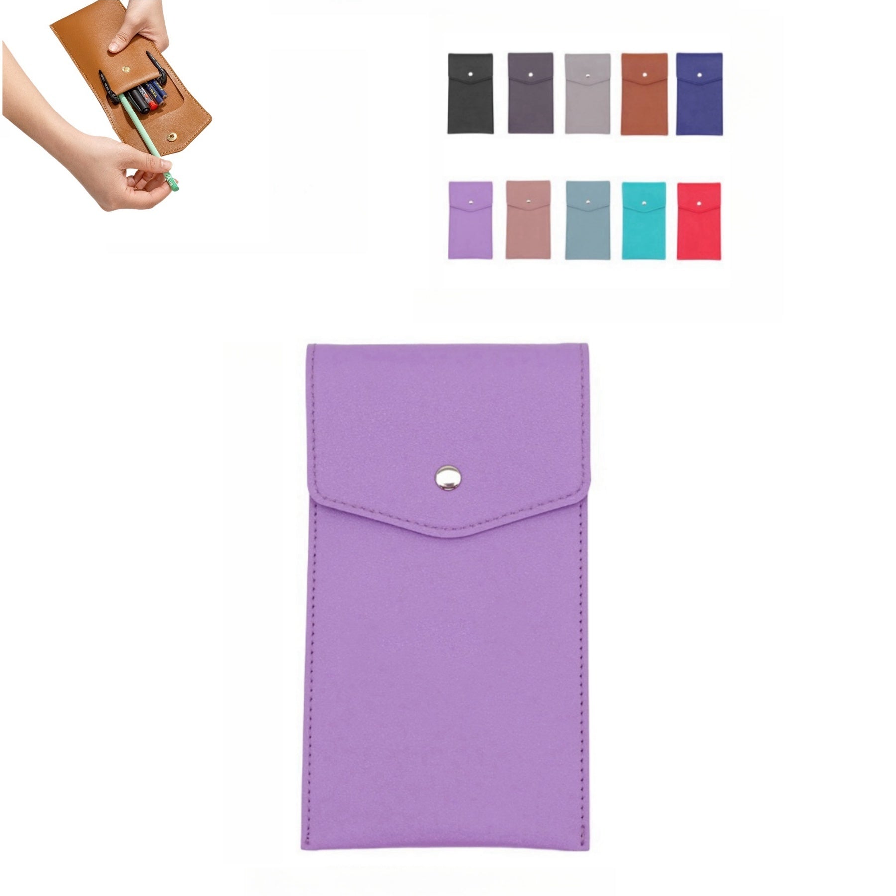Simple PU Leather Stationery Bag