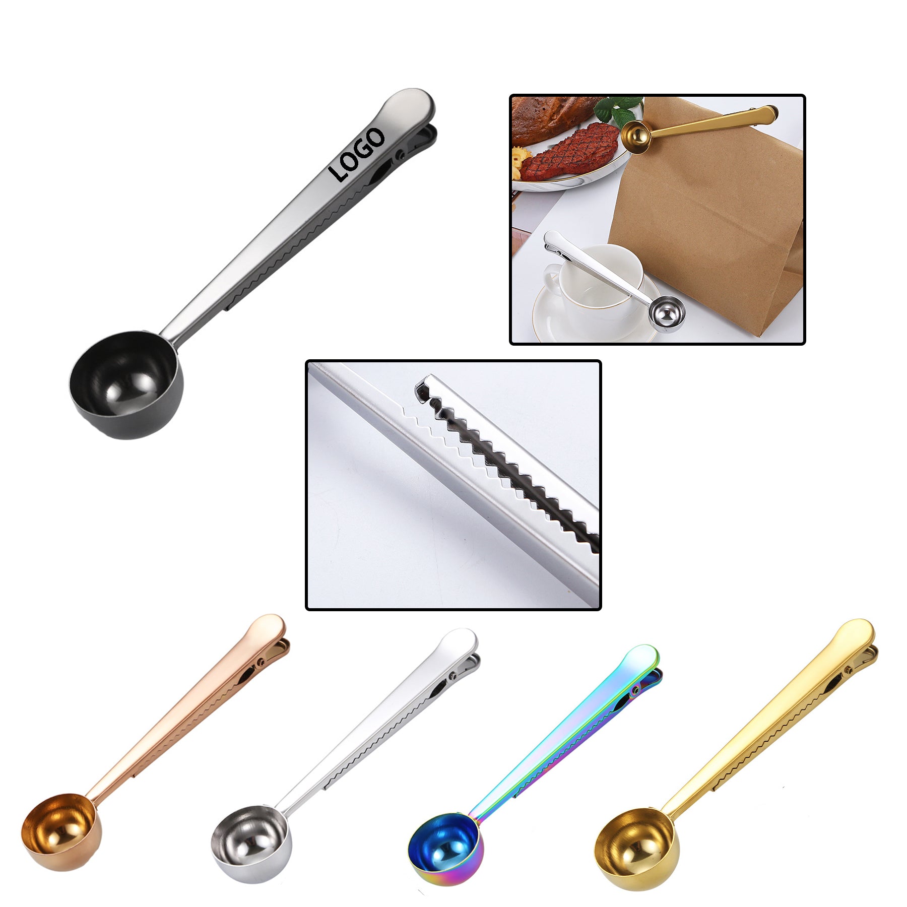 Stainless Steel Coffee Scoop With Clip