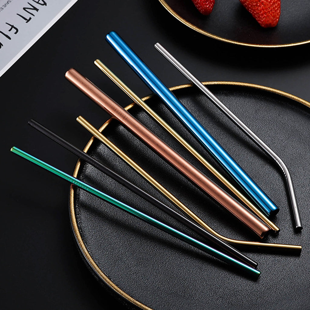 Straight & Bent Colorful Stainless Steel Straws(1 Straw)