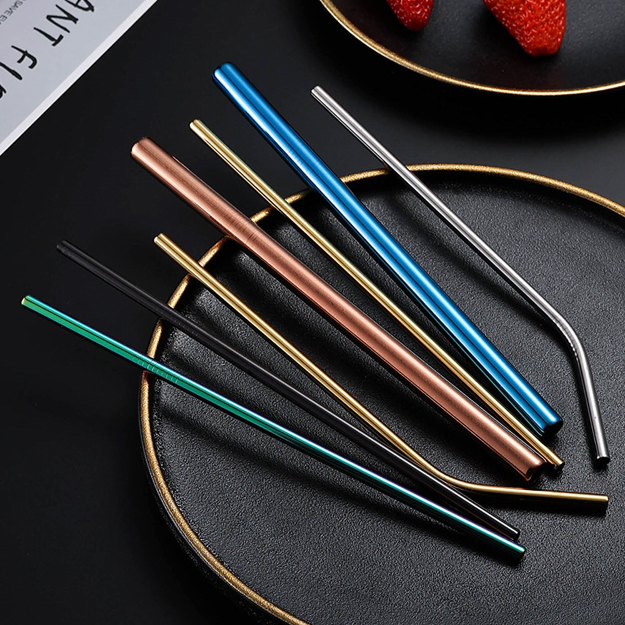 Straight & Bent Colorful Stainless Steel Straws(1 Straw)