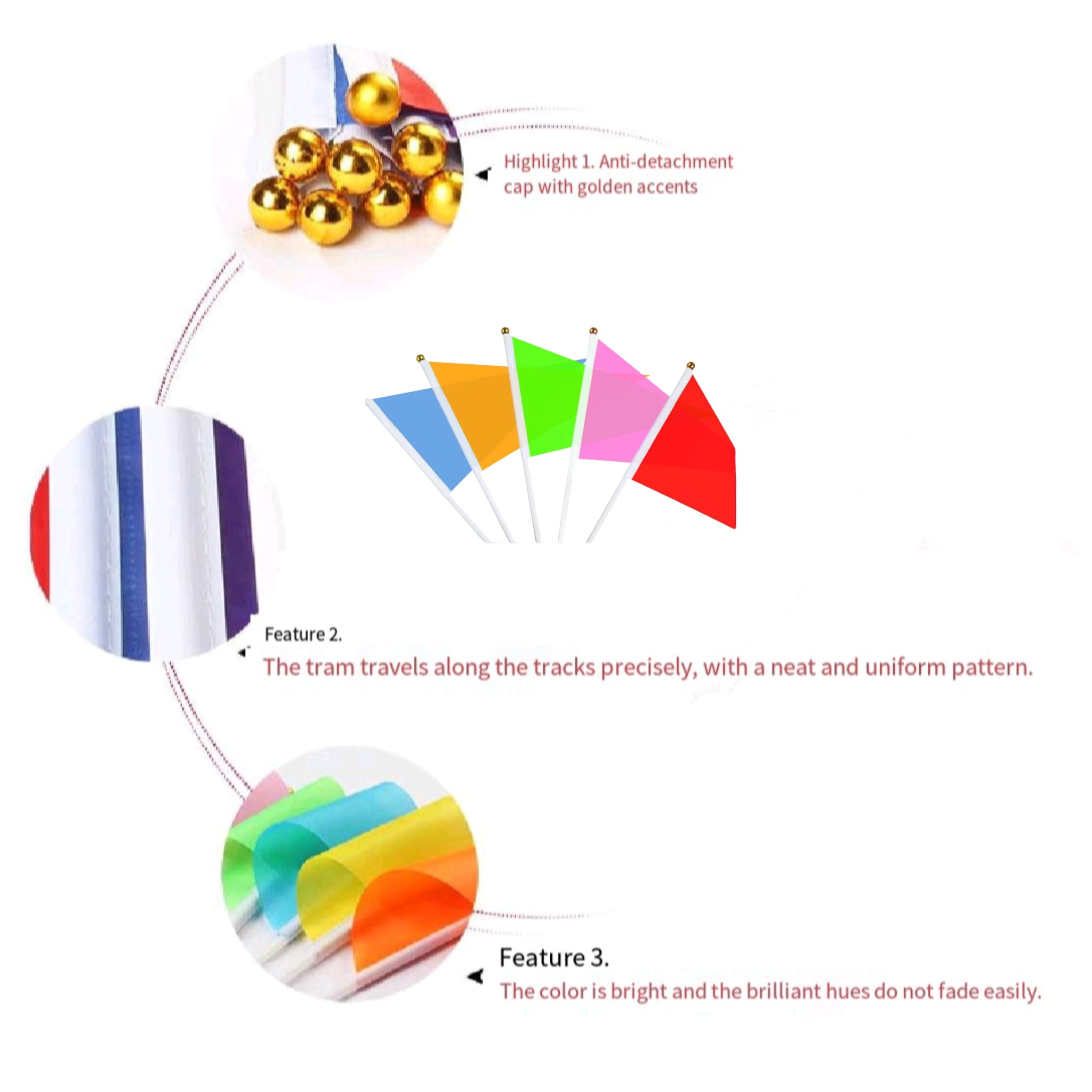 Mini Hand Flags Kids School Cheer Colorful Triangle