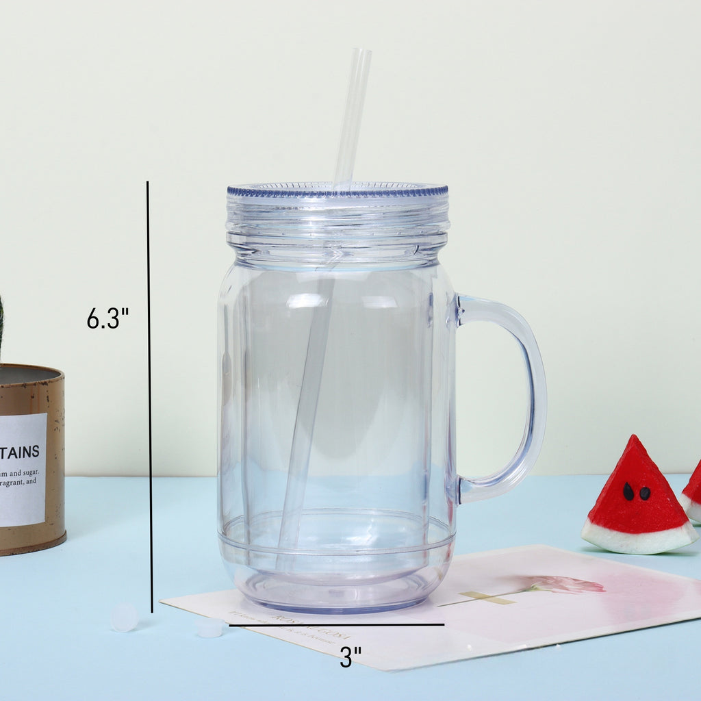 20 Oz Double-Walled Handled Jar Mug
