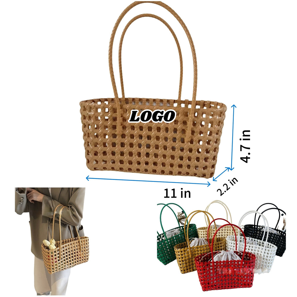 Openwork Crochet PVC Beach Tote Market Bag