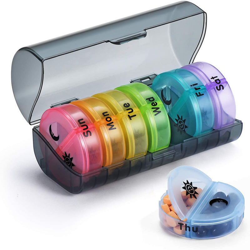 Circular Travel Moisture-Proof 14 Grid Medicine Box