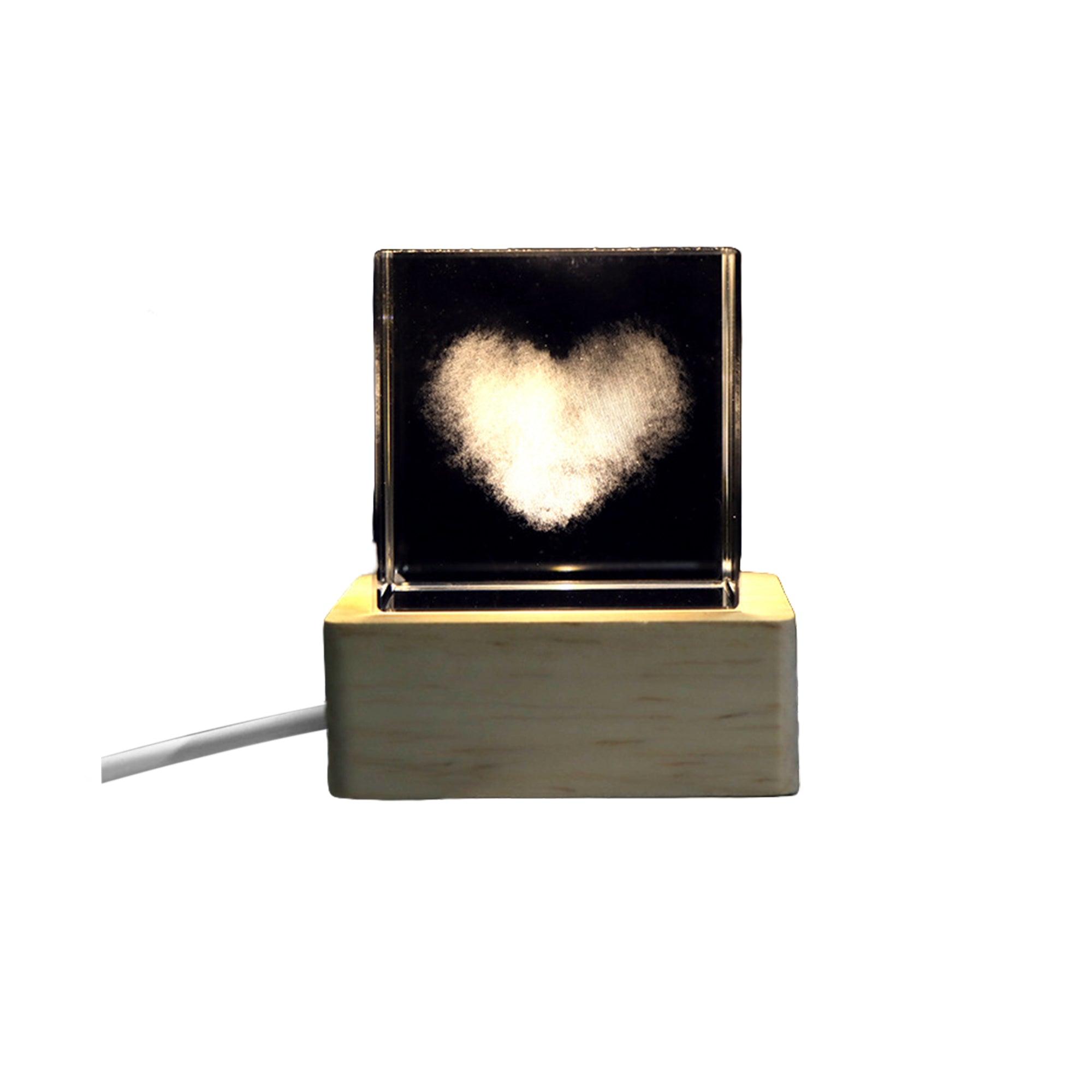 3D Crystal Night Light With Woodern Base Gifts For Kids