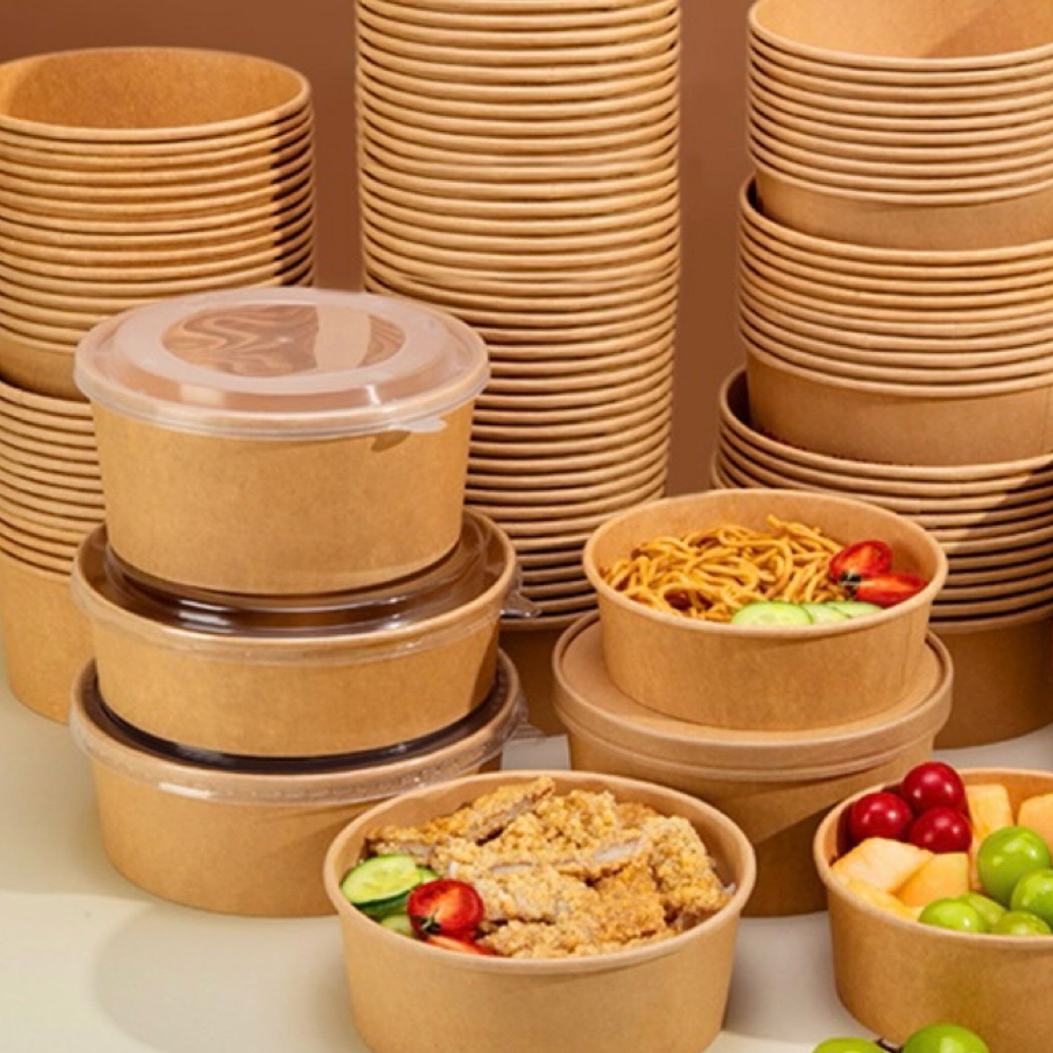 Disposable 34 OZ Kraft Paper Bowl