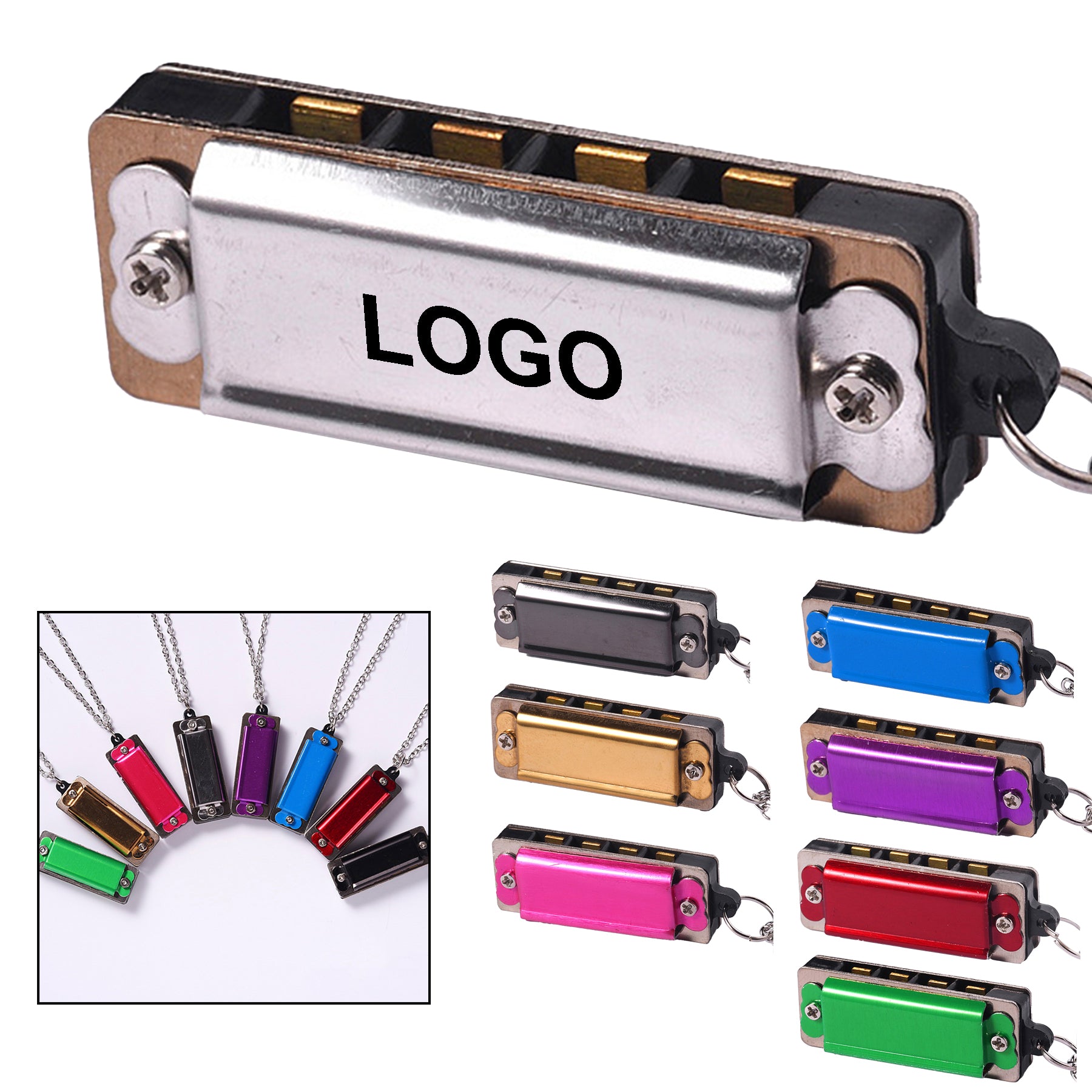 Mini Metal 4 Holes Harmonica Necklace