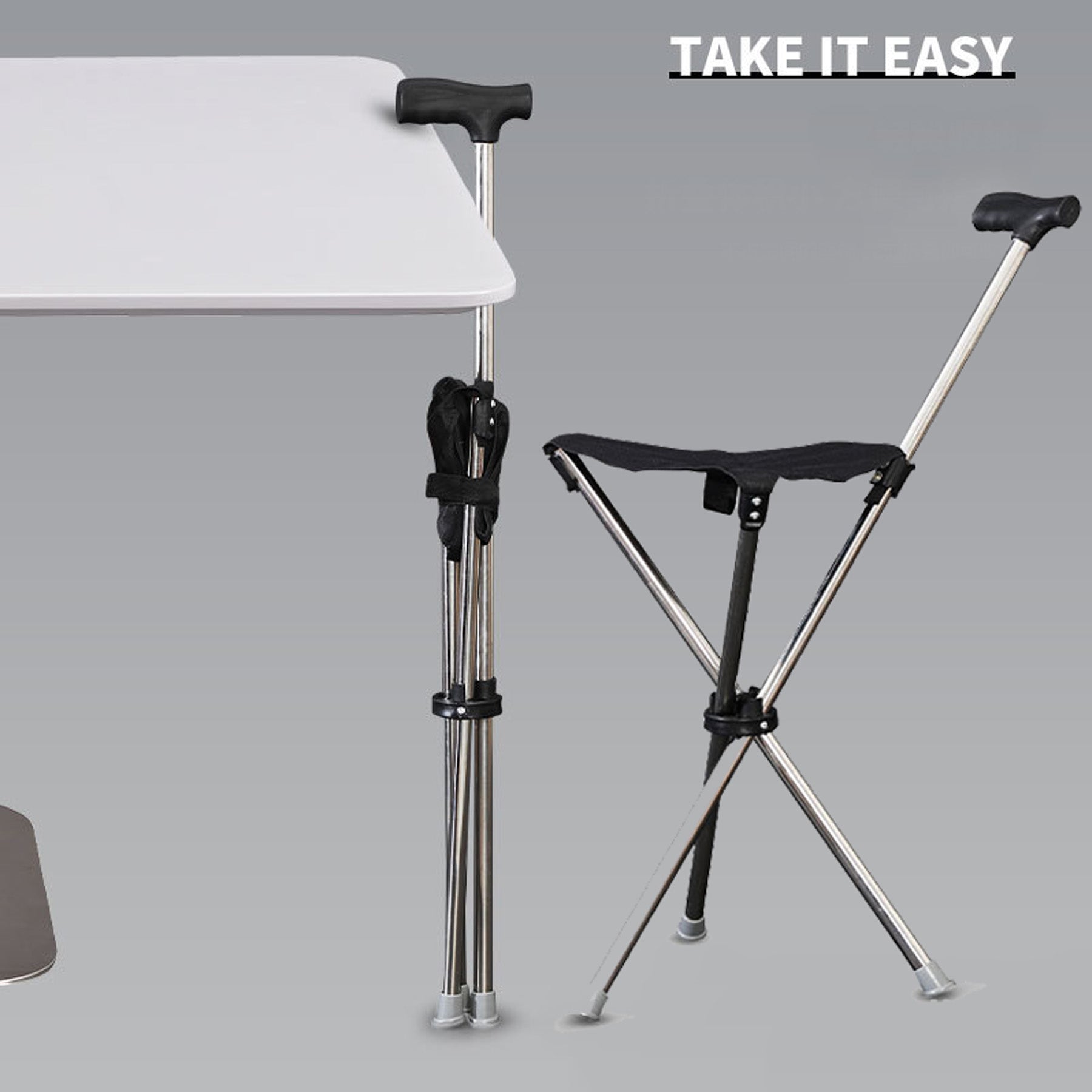 Foldable Walking Cane With Seat