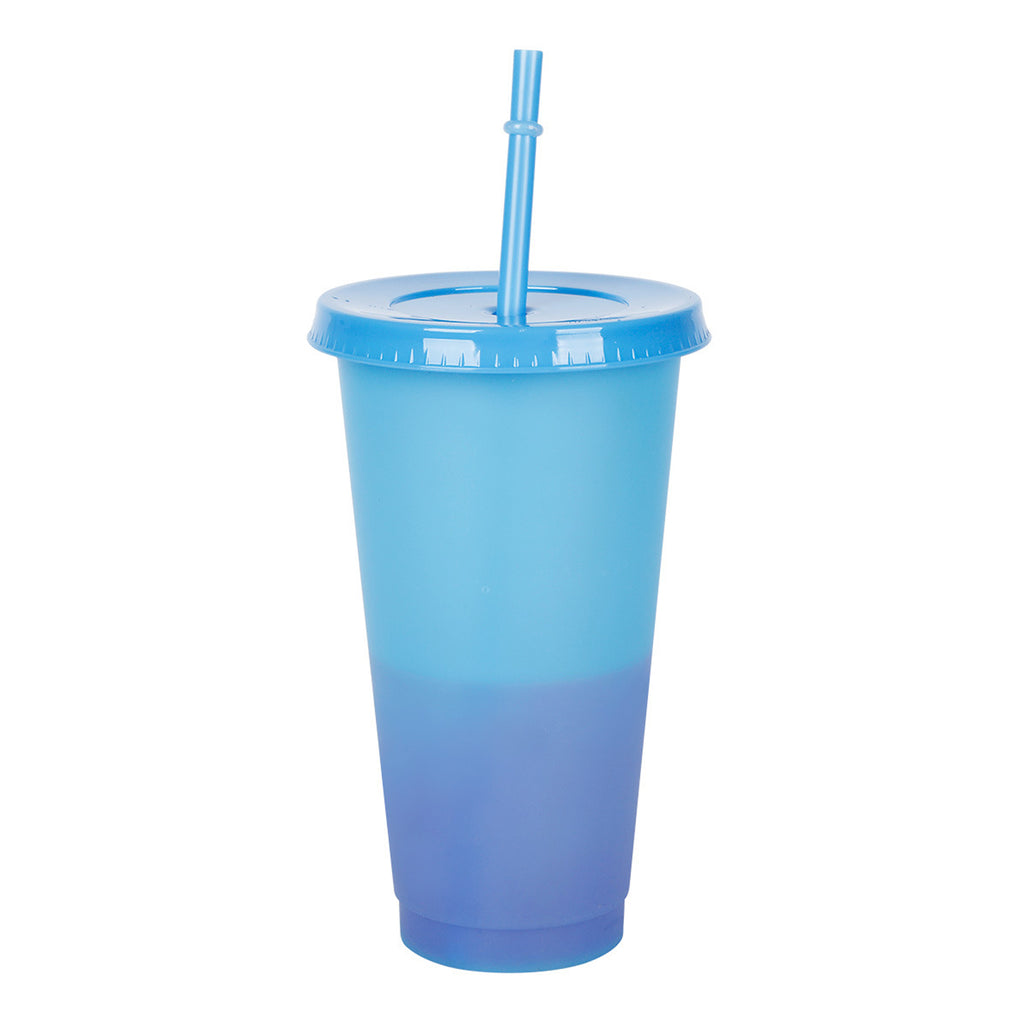 24Oz Color Changing Plastic Cup With Lids And Straw