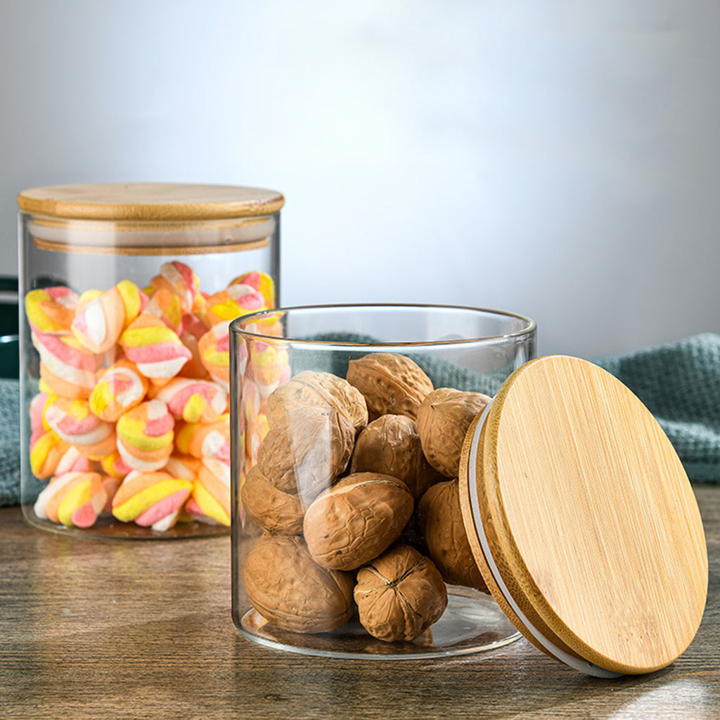 Clear Glass Canister With Bamboo Lid