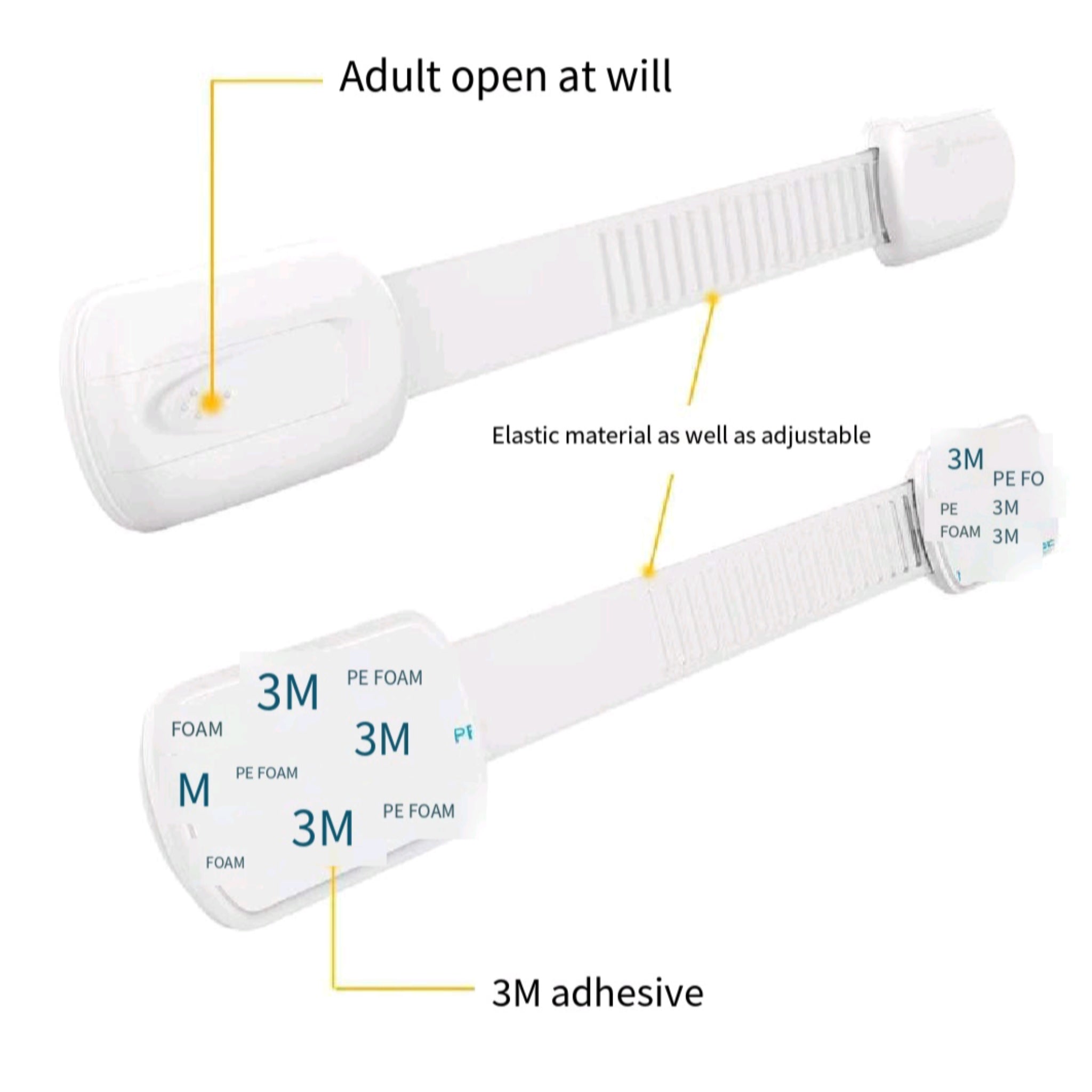 3M Adhesive Adjustable Baby Safety Cabinet Lock