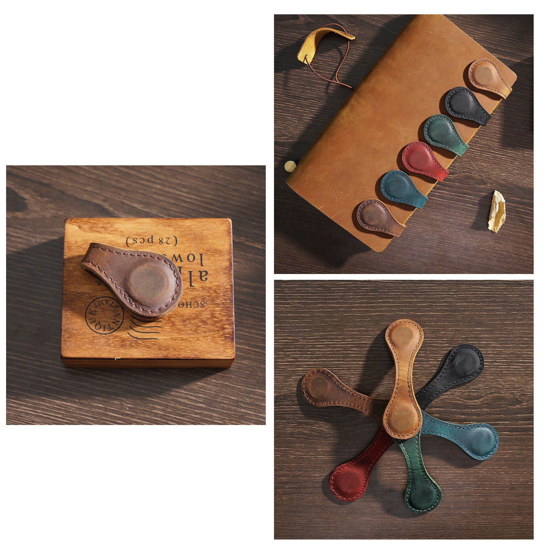 PU Leather Bone-Shape Double-Sided Magnetic Bookmark