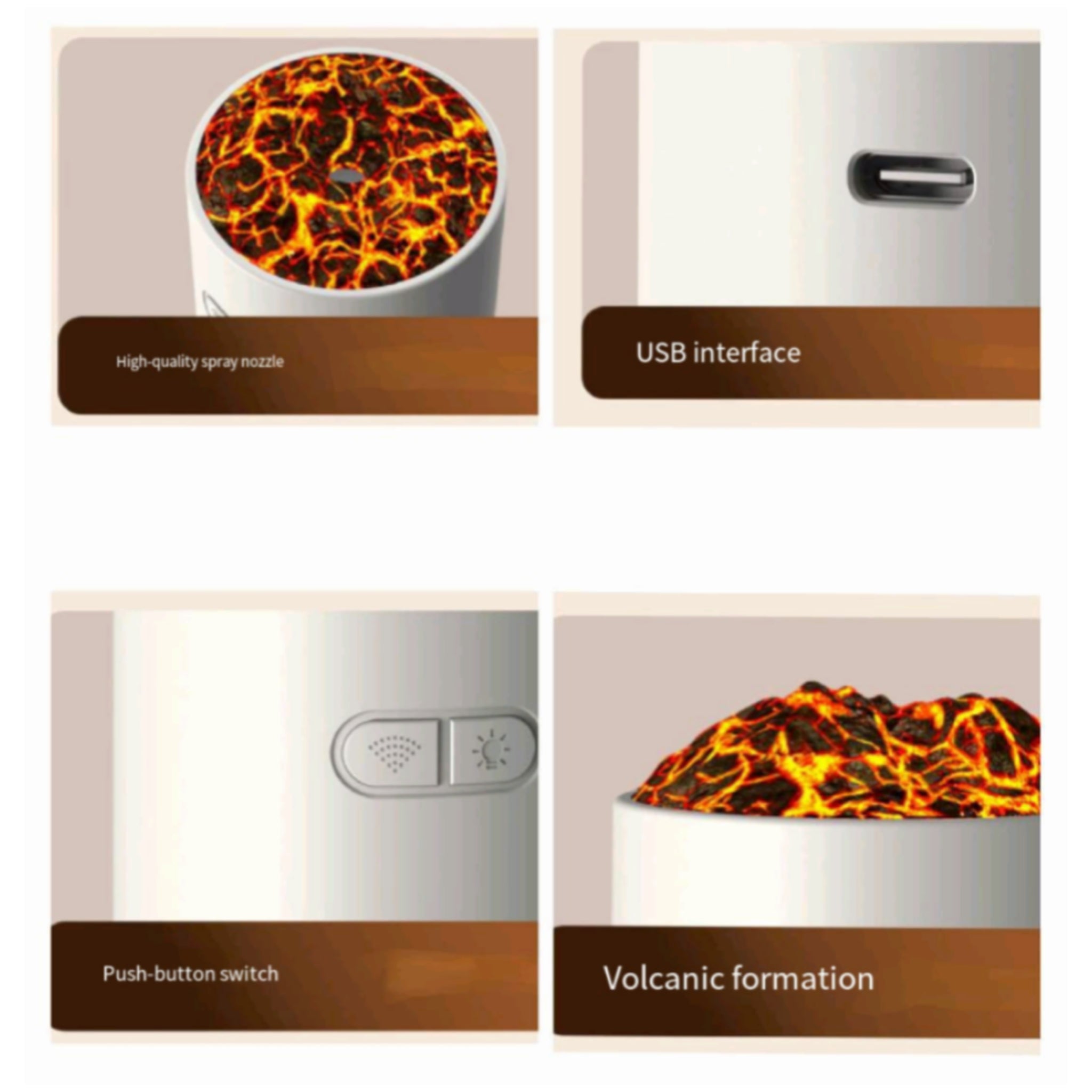 USB Car Cup Humidifier Quiet 7Color Volcano Diffuser