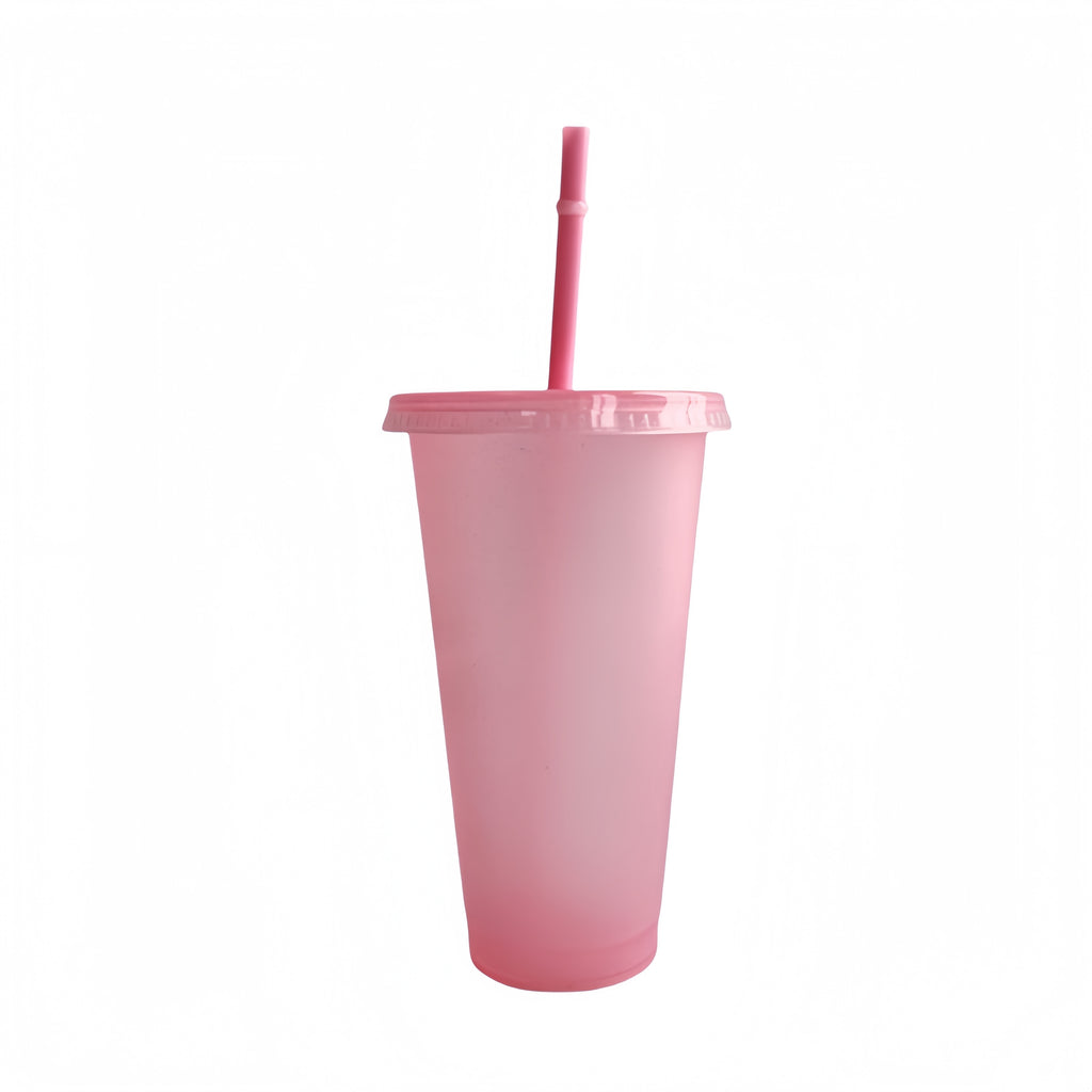 Straw And Lid Plastic Water Cup