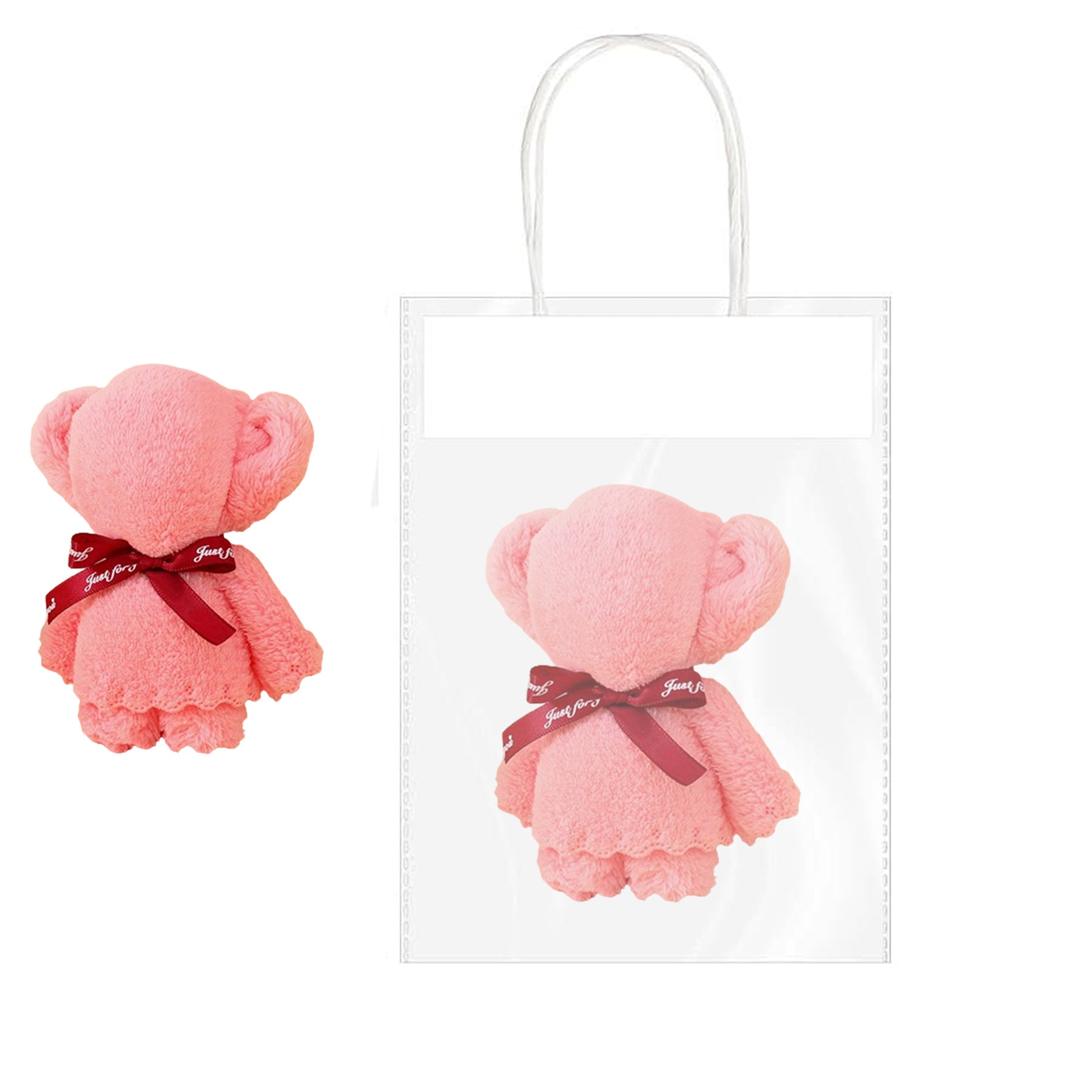 Coral Fleece Creative Bear Shaped Towel With Gift Bag