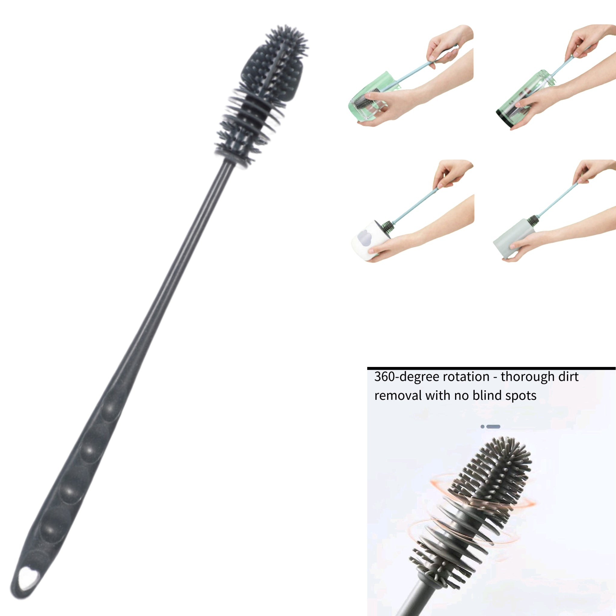 Silicone Long Handle Bottle Brush Cleans Corners