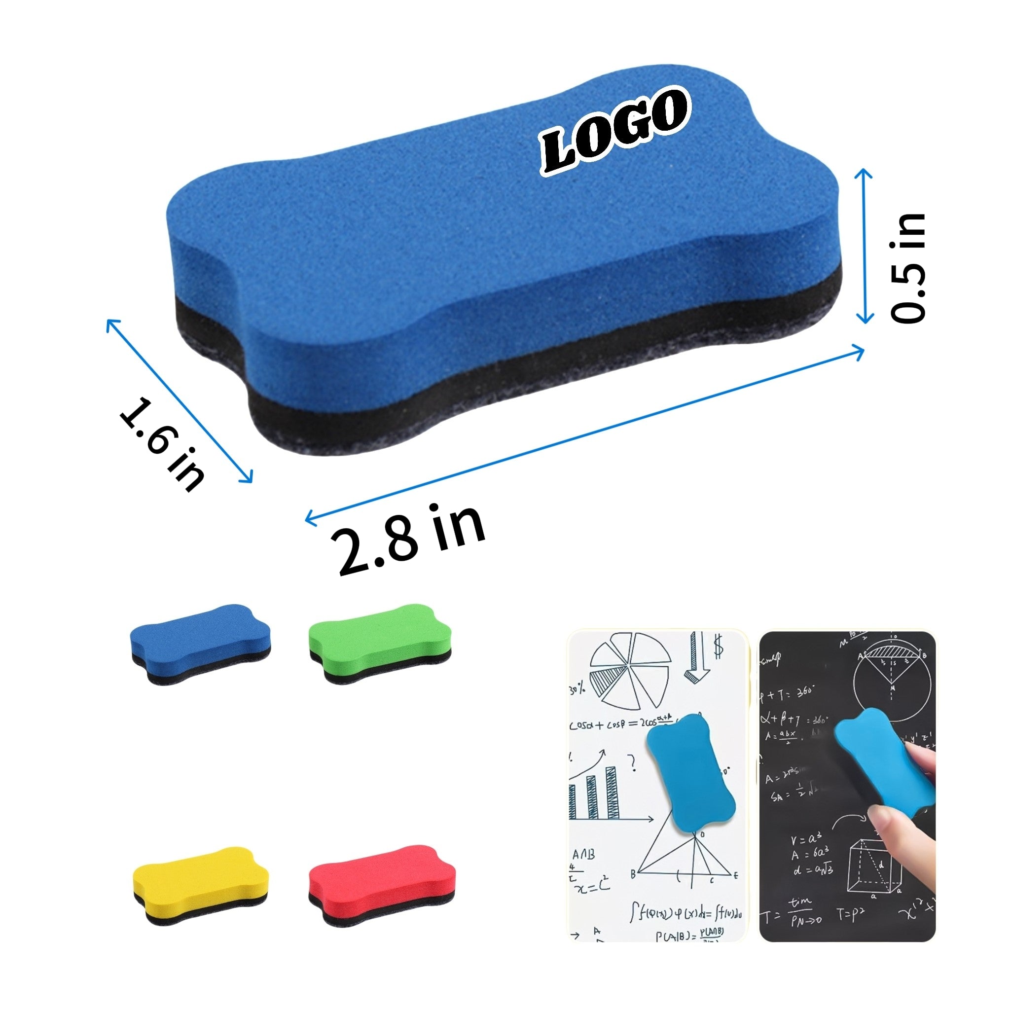 Kids Whiteboard Eraser Felt Bone Colorful Dustless NonToxic