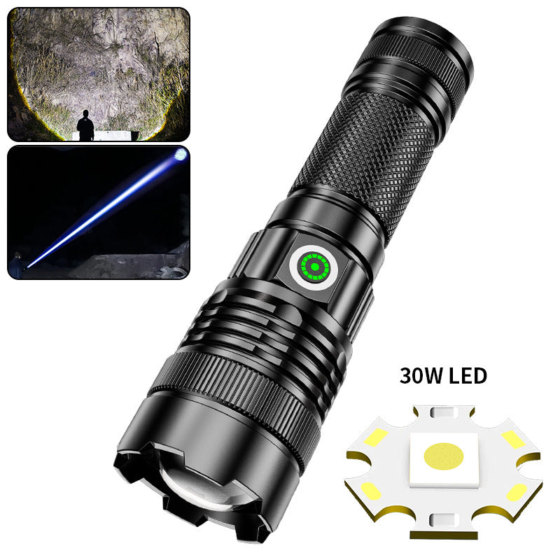 30W Strong Light Long Shot Flashlight