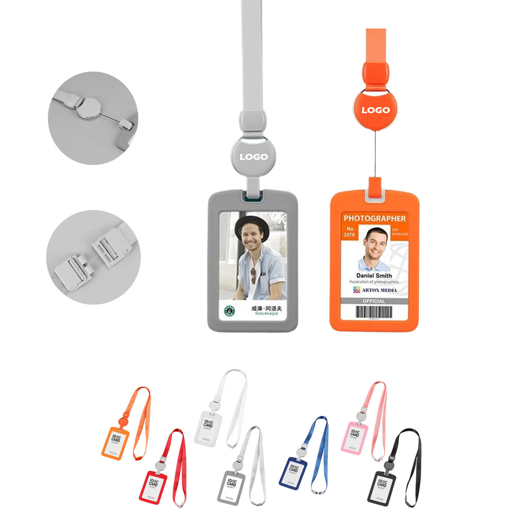 Retractable Lanyard Silicone ID Badge Holder