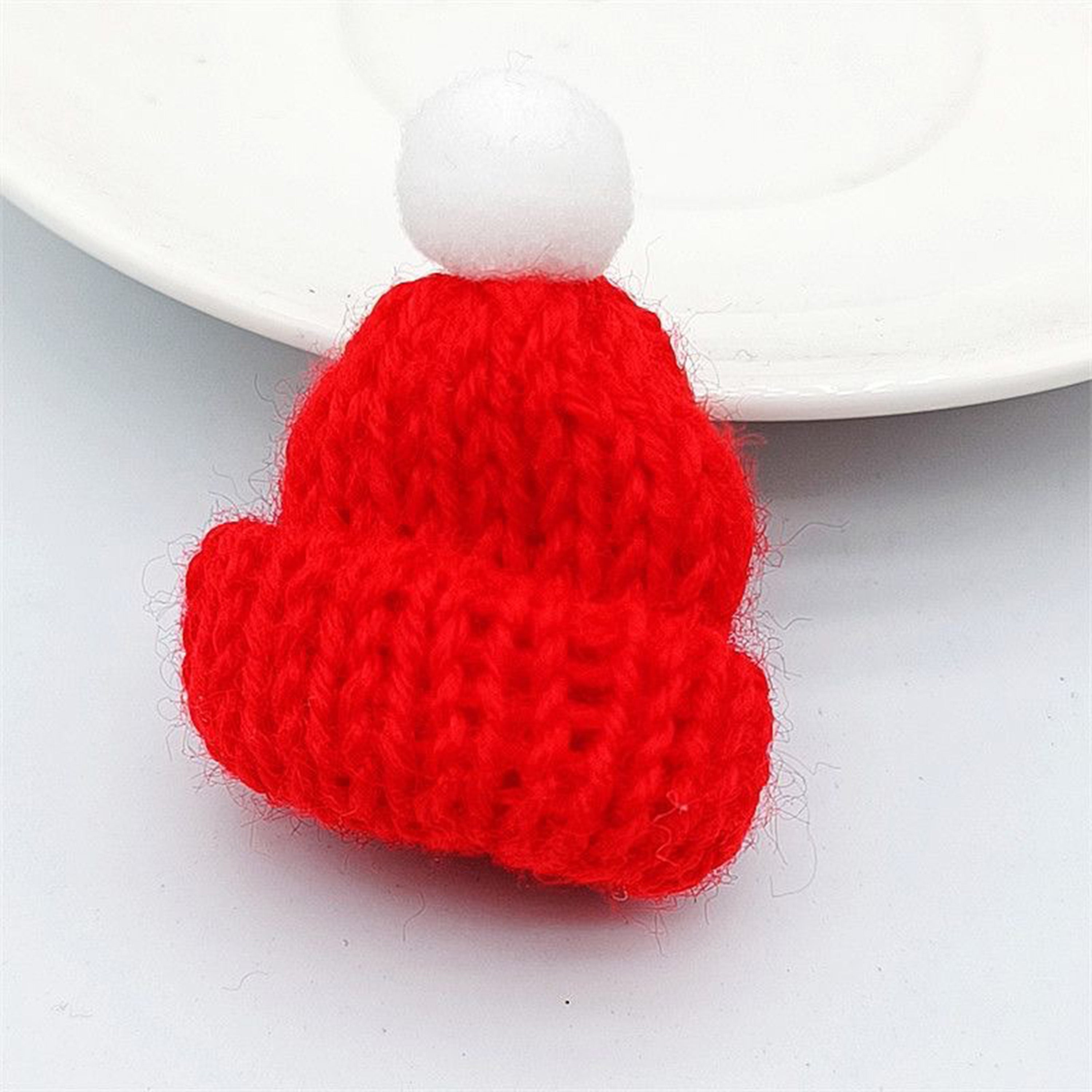 Christmas Red Knitted Car Emblem Hat