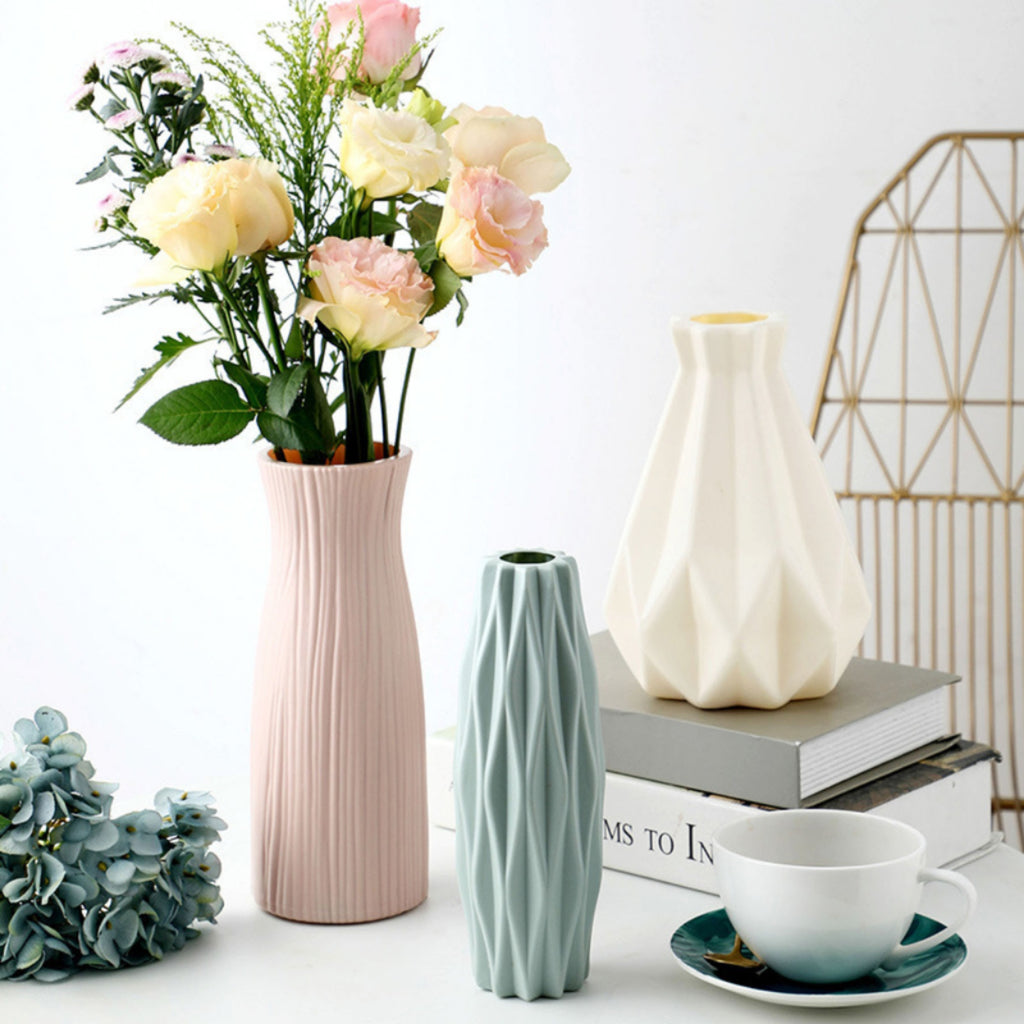 Scandinavian Ceramic Look Plastic Vase Moody Tones Decor