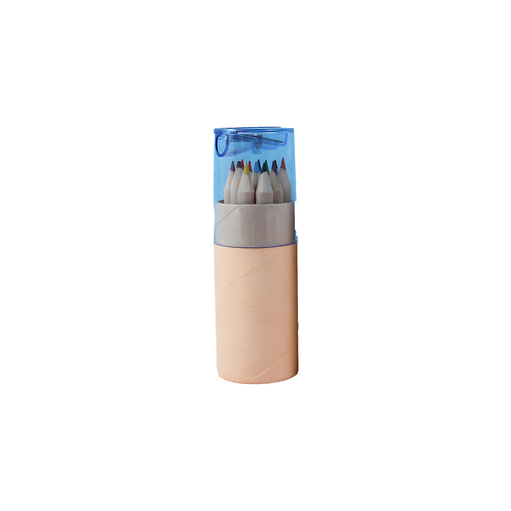 12-Color Colored Pencils Wooden Barrels in Bucket Packaging
