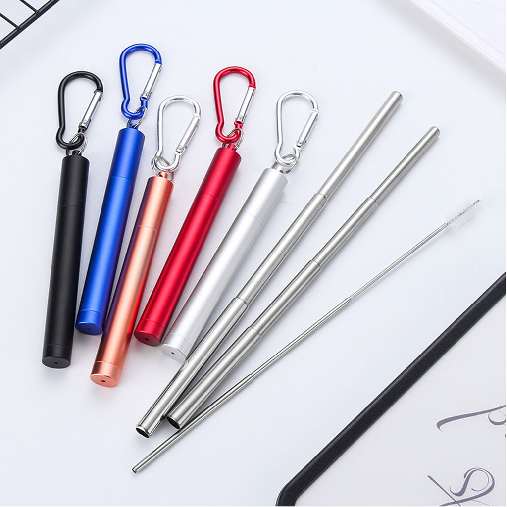 Collapsible Stainless Steel Straw With Aluminum Case