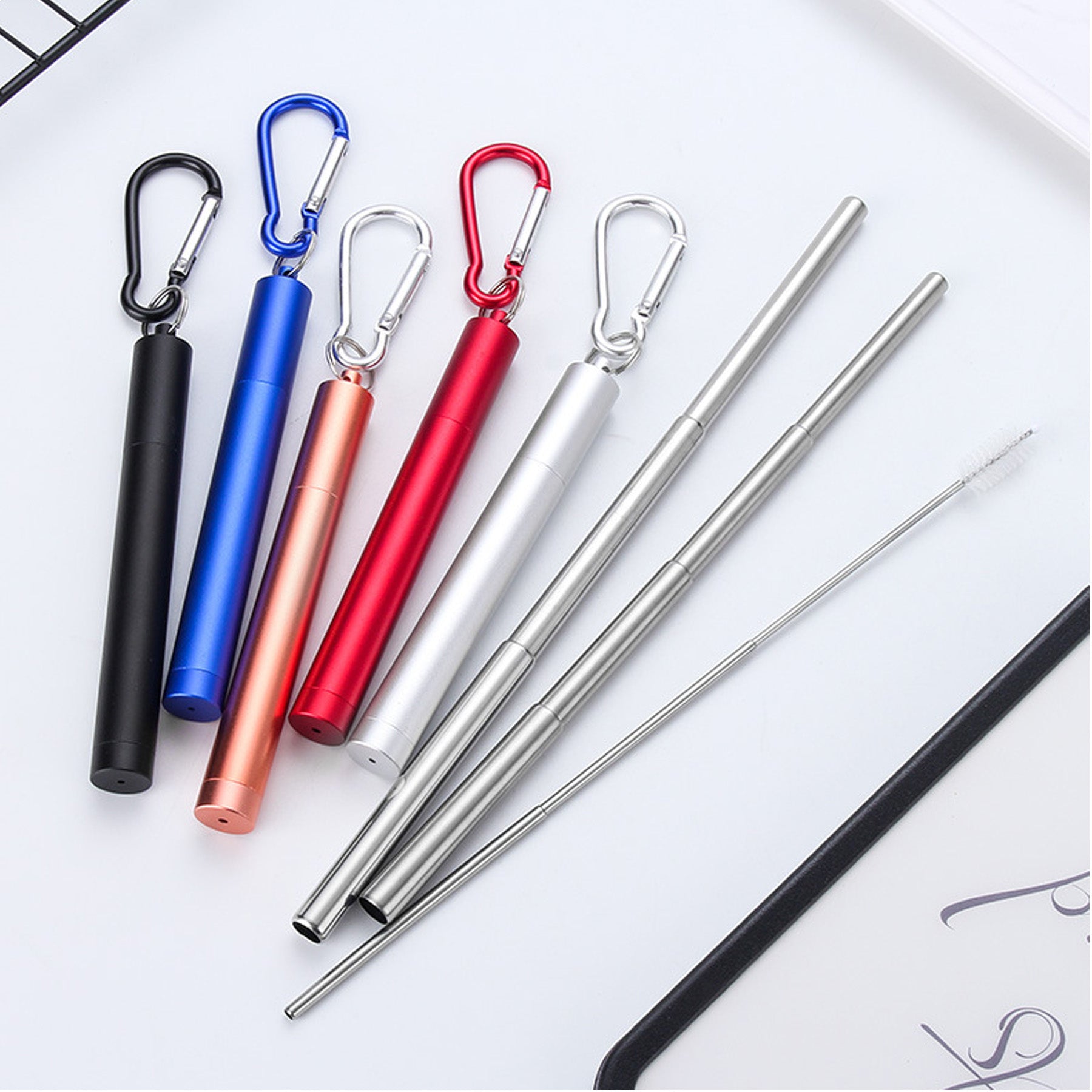 Collapsible Stainless Steel Straw With Aluminum Case