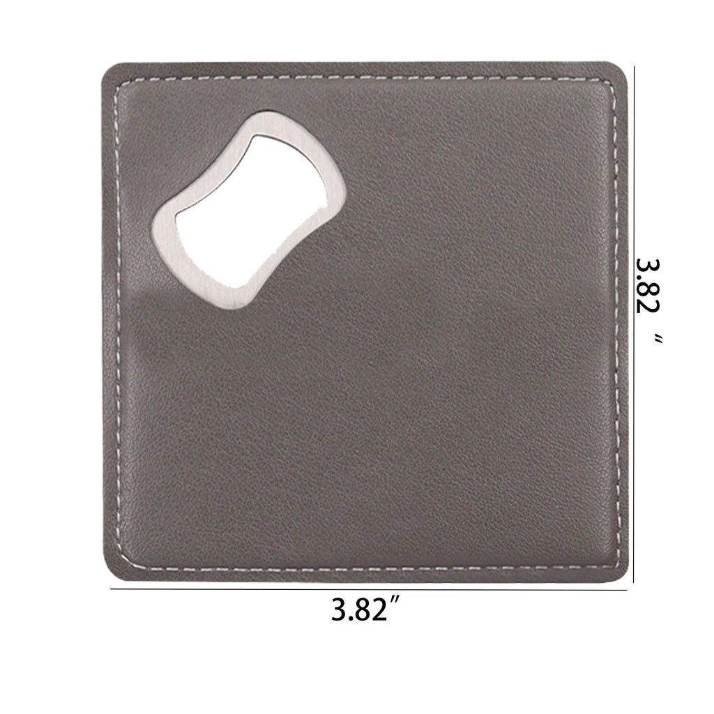 Leather and Stainless Steel Square Bottle Opener