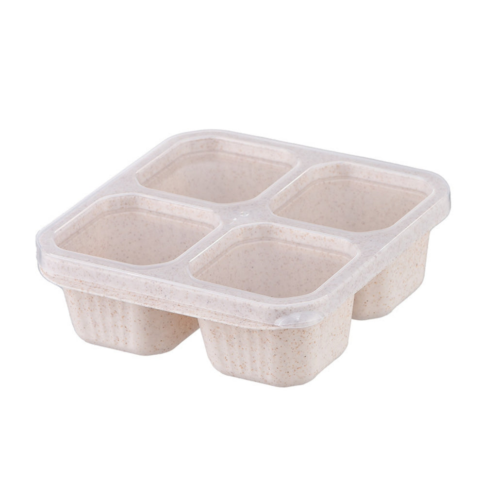 Transparent Four - Compartment Wheat Straw Food Container