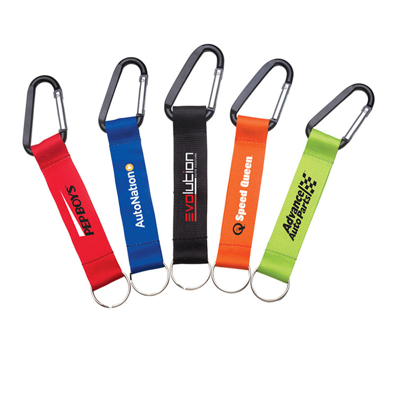 Carabiner With Strap And Metal Plate