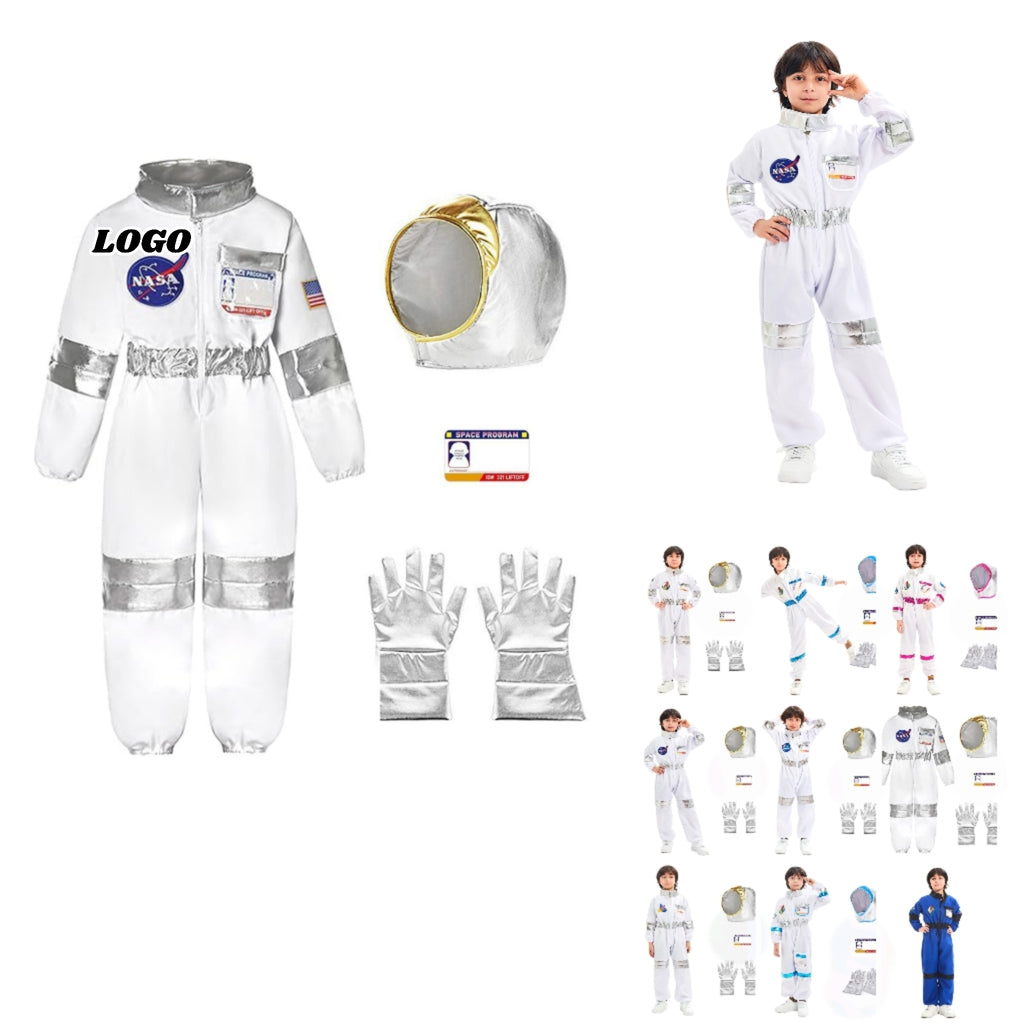 Kids Astronaut Costume Halloween NASA Suit Gloves Attached