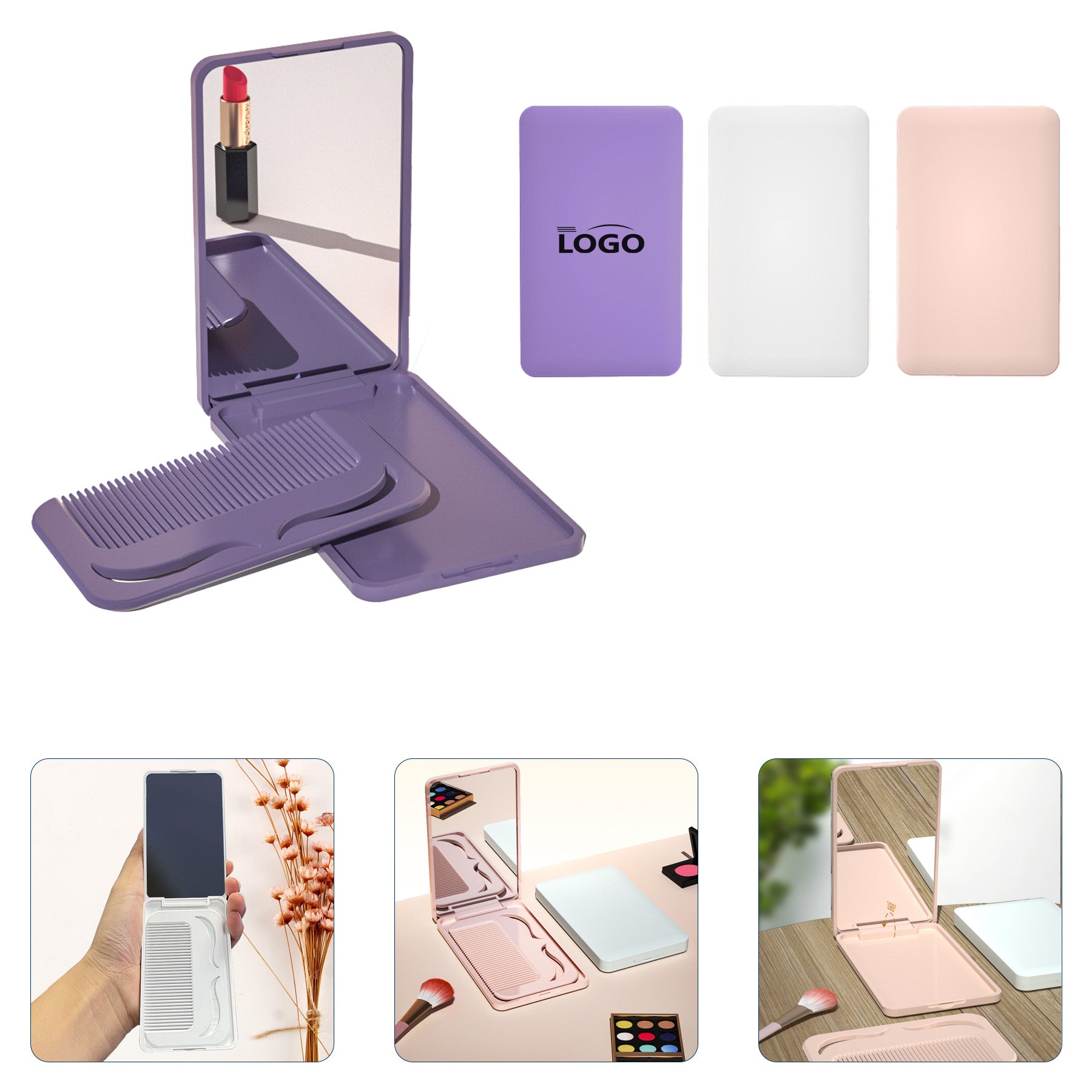 Portable Mirror with Comb