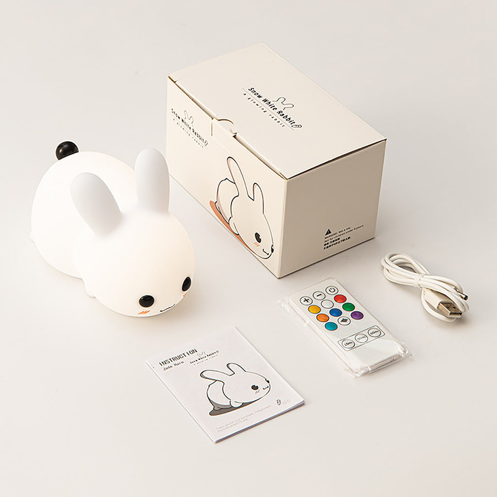 Rechargeable Seven Color Dimming Bunny Silicone Night Light