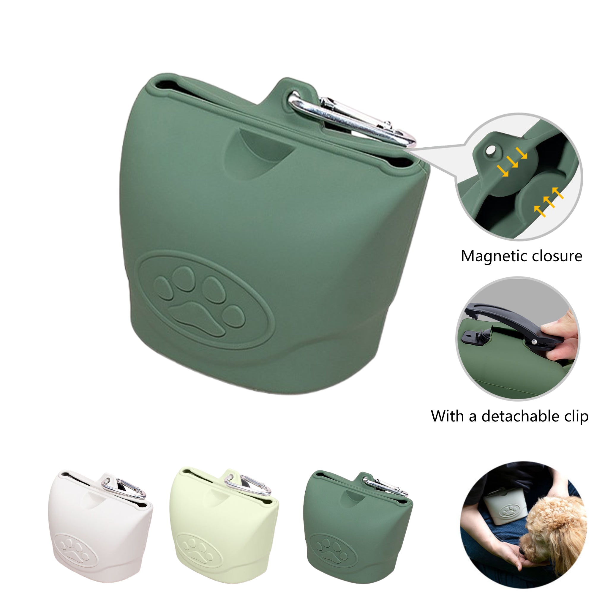 Silicone Dog Treat Pouch with Magnetic Closure for Leash