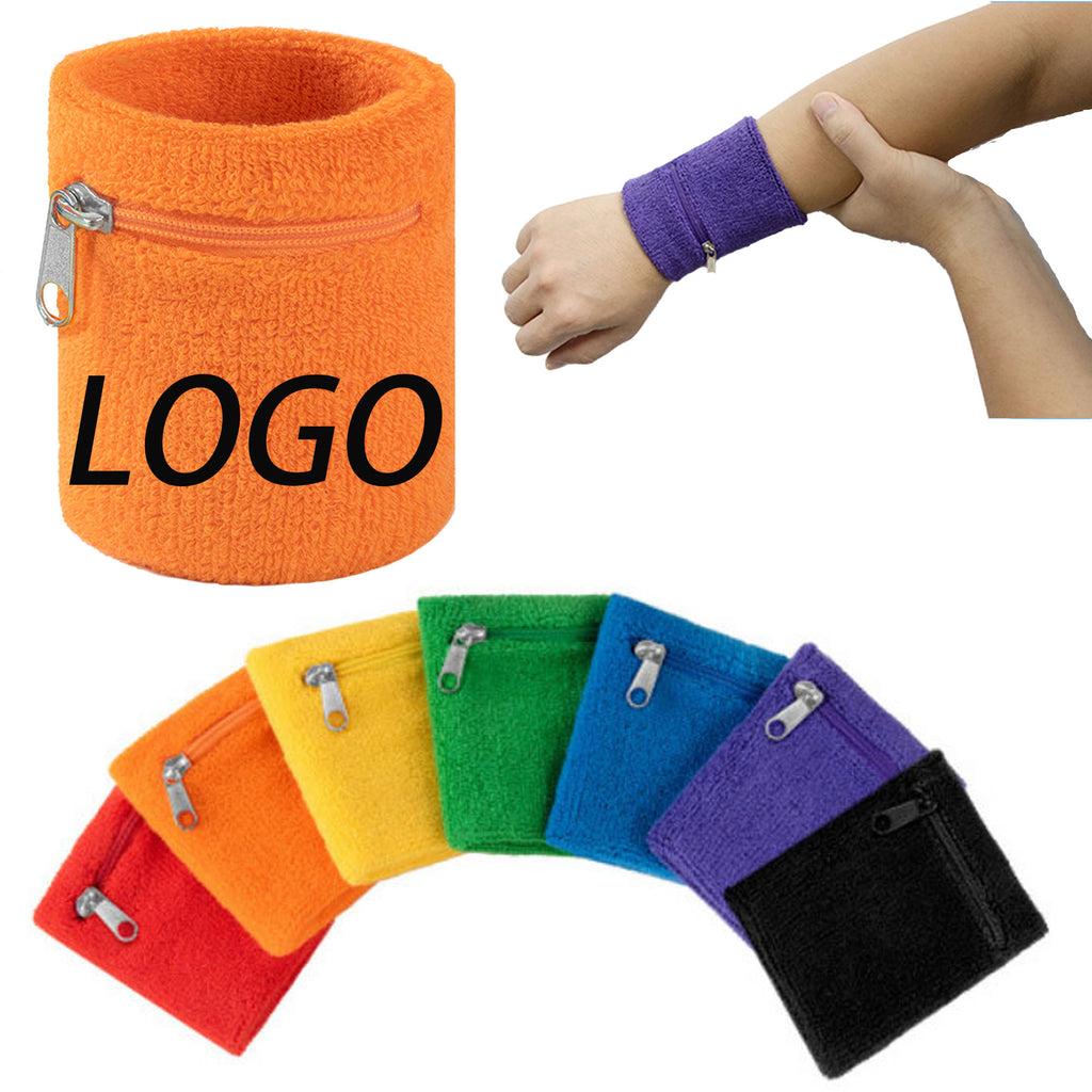 Knit Sports Wristbands With Zipper Pocket