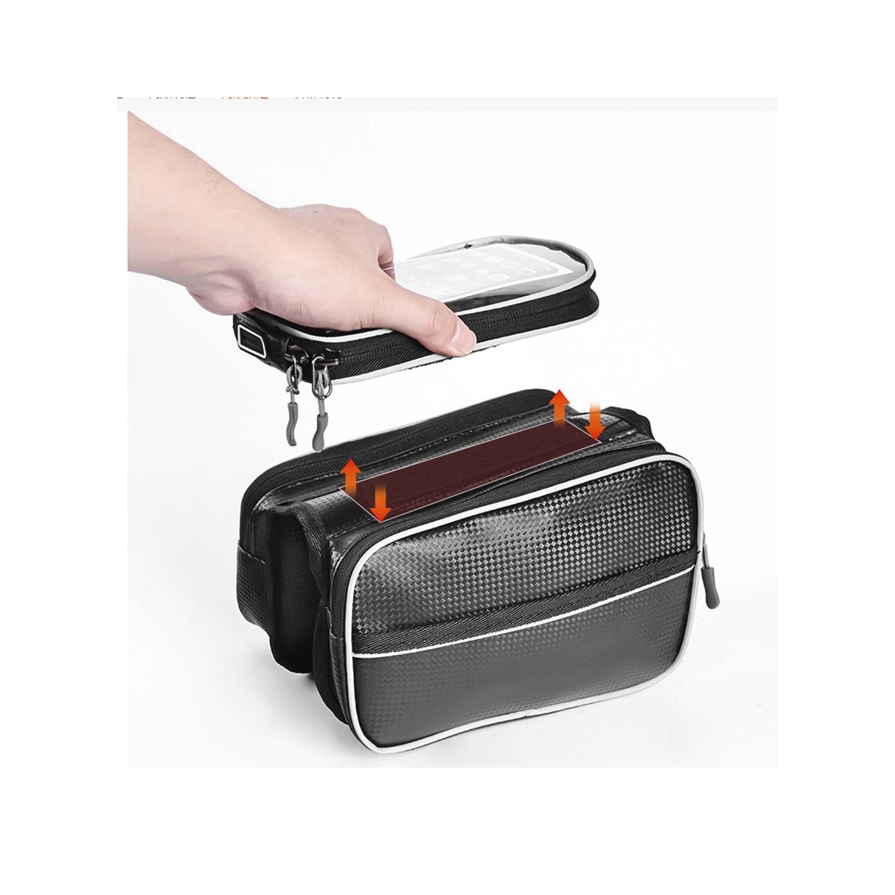 Large Capacity Bicycle Front Beam Bag With Mobile Phone Bag
