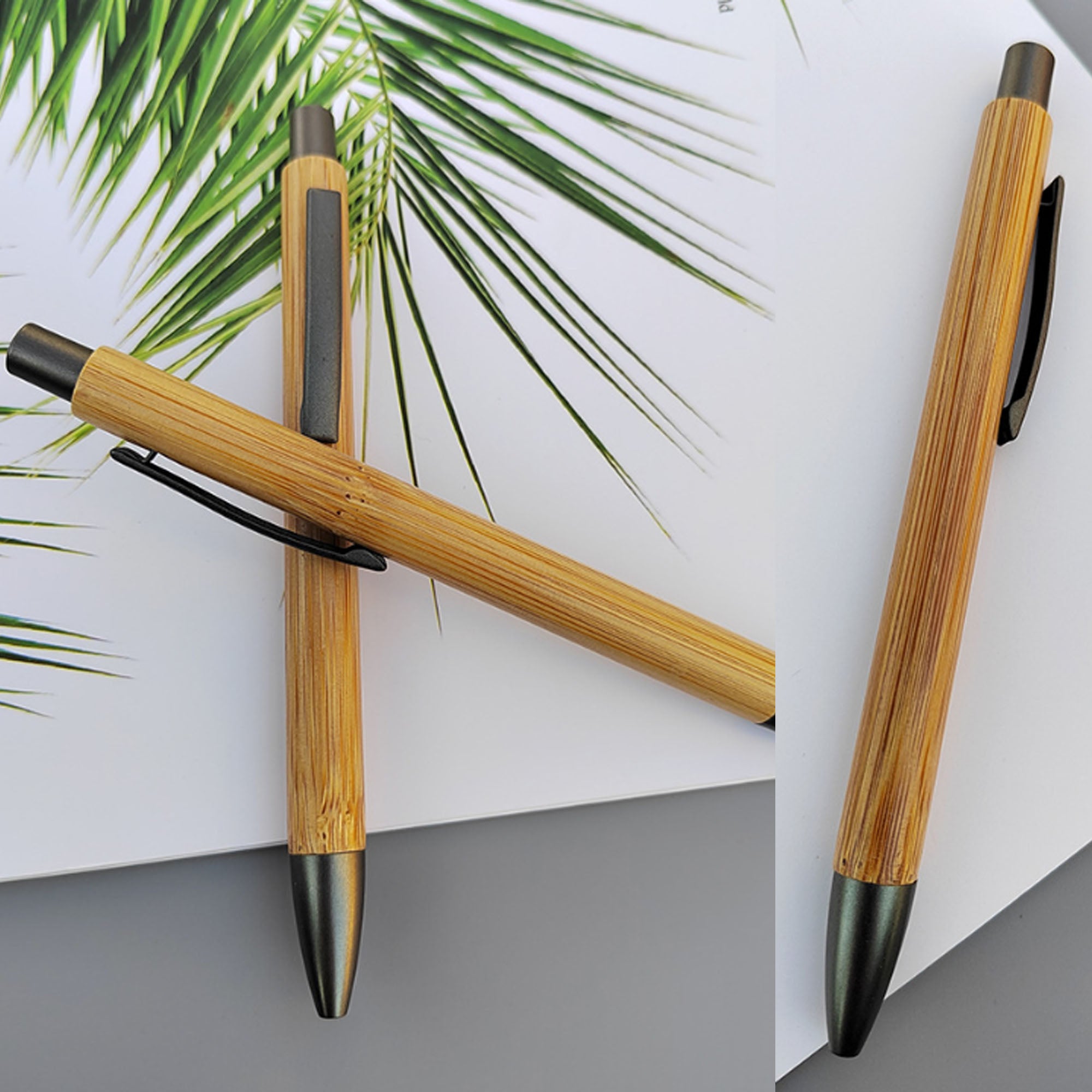 Eco Friendly Bamboo Ballpoint Pen Retractable Black Ink Pen